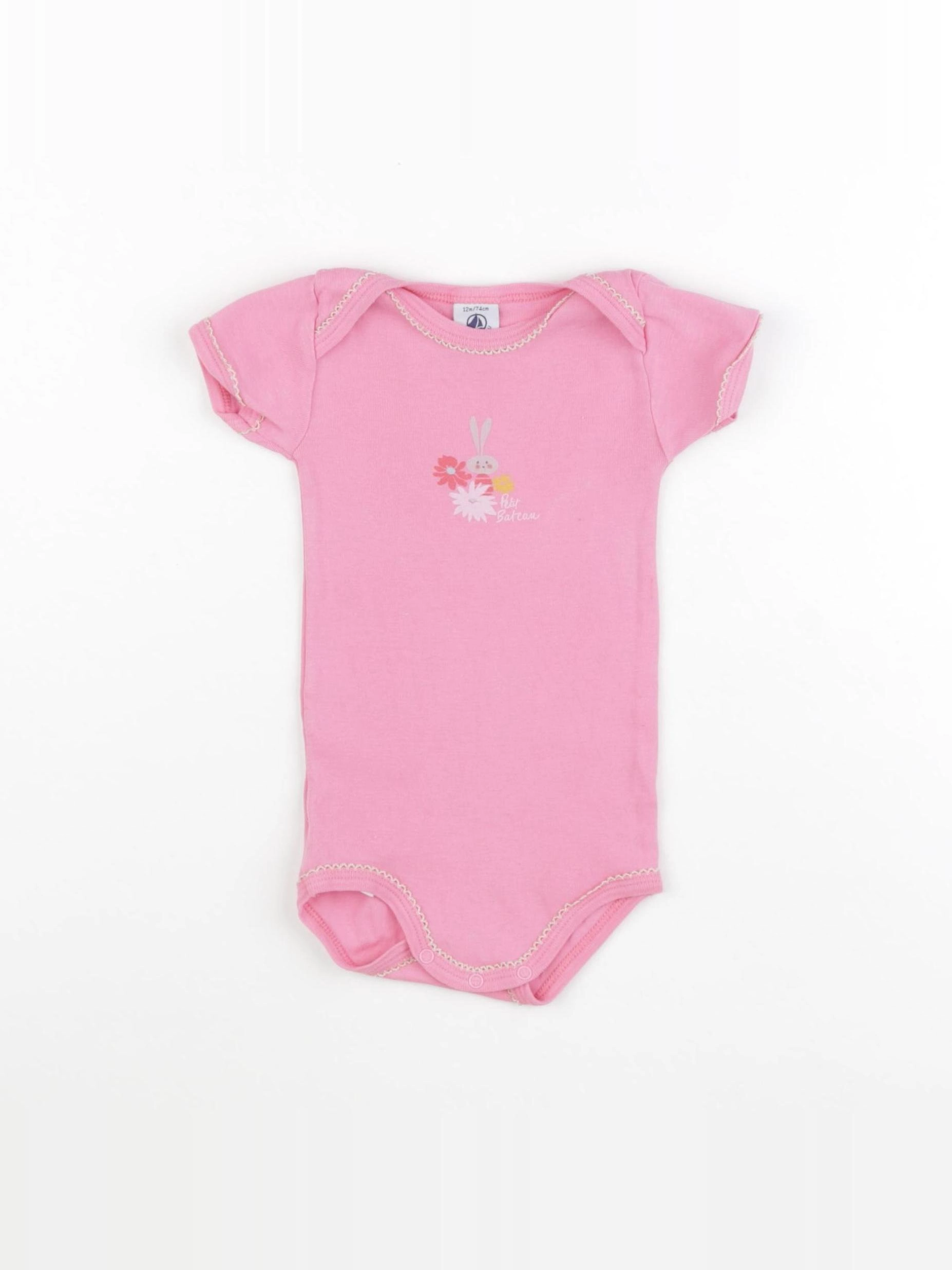 Petit Bateau - body rose - 12 mois