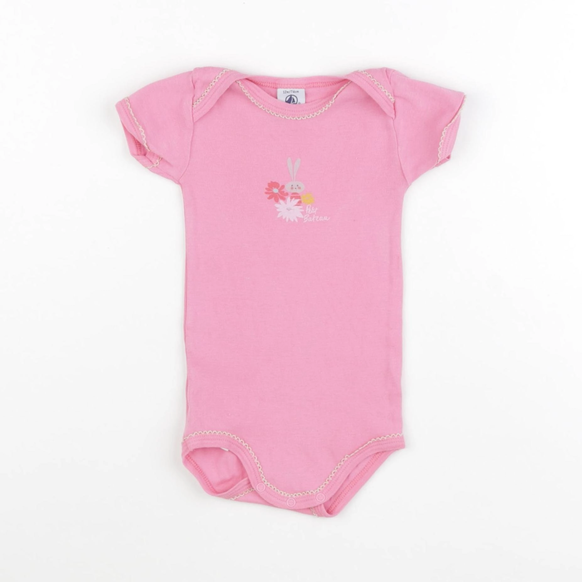 Petit Bateau - body rose - 12 mois