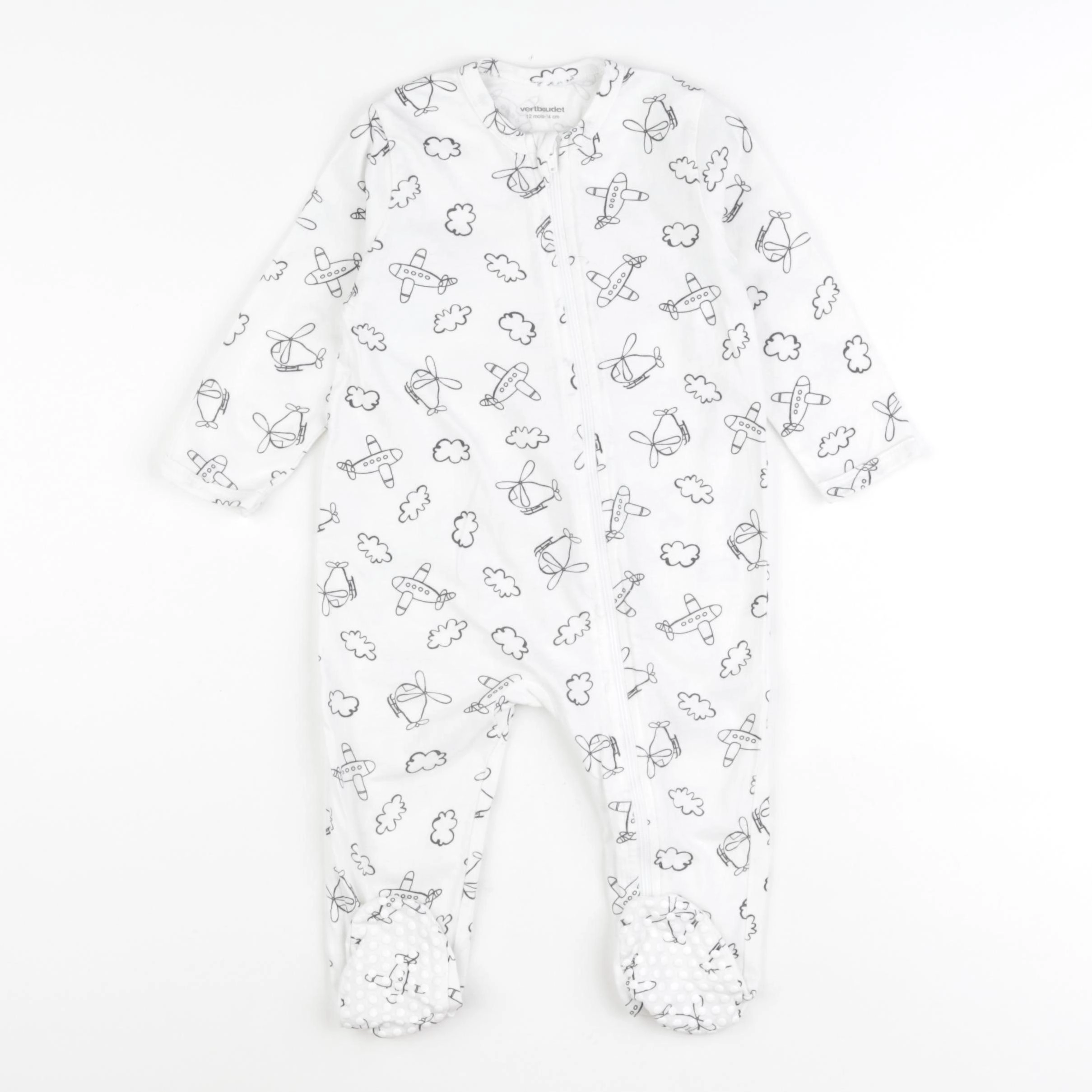 Vertbaudet - pyjama coton blanc - 12 mois