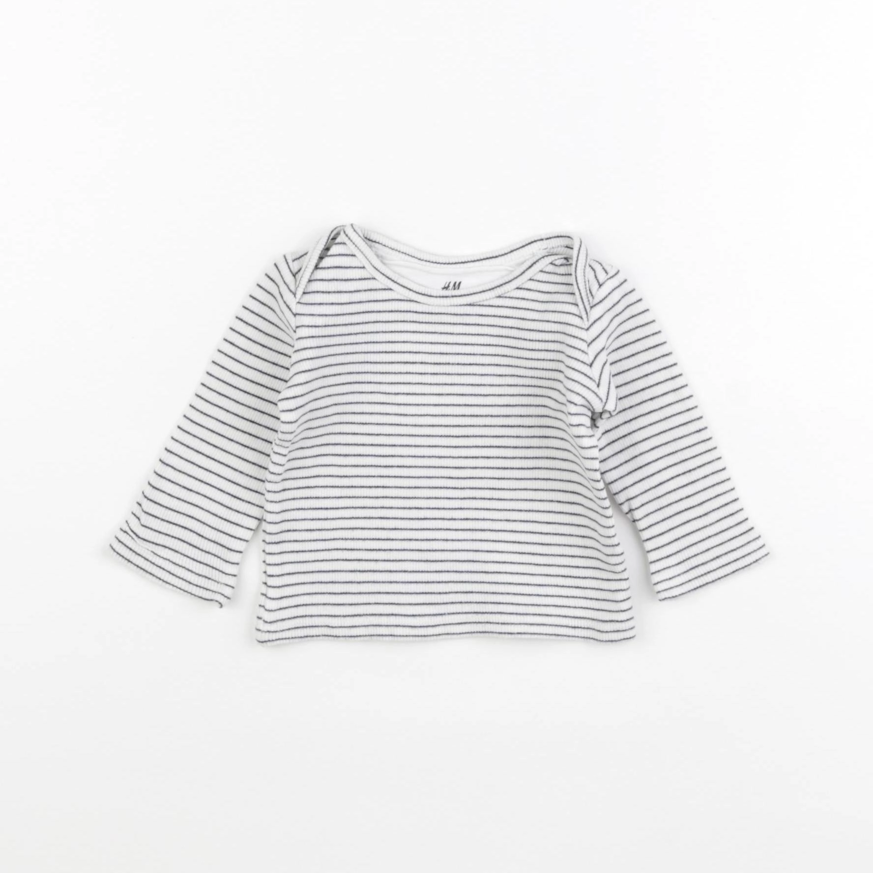 H&M - tee-shirt bleu, blanc - 1/3 mois