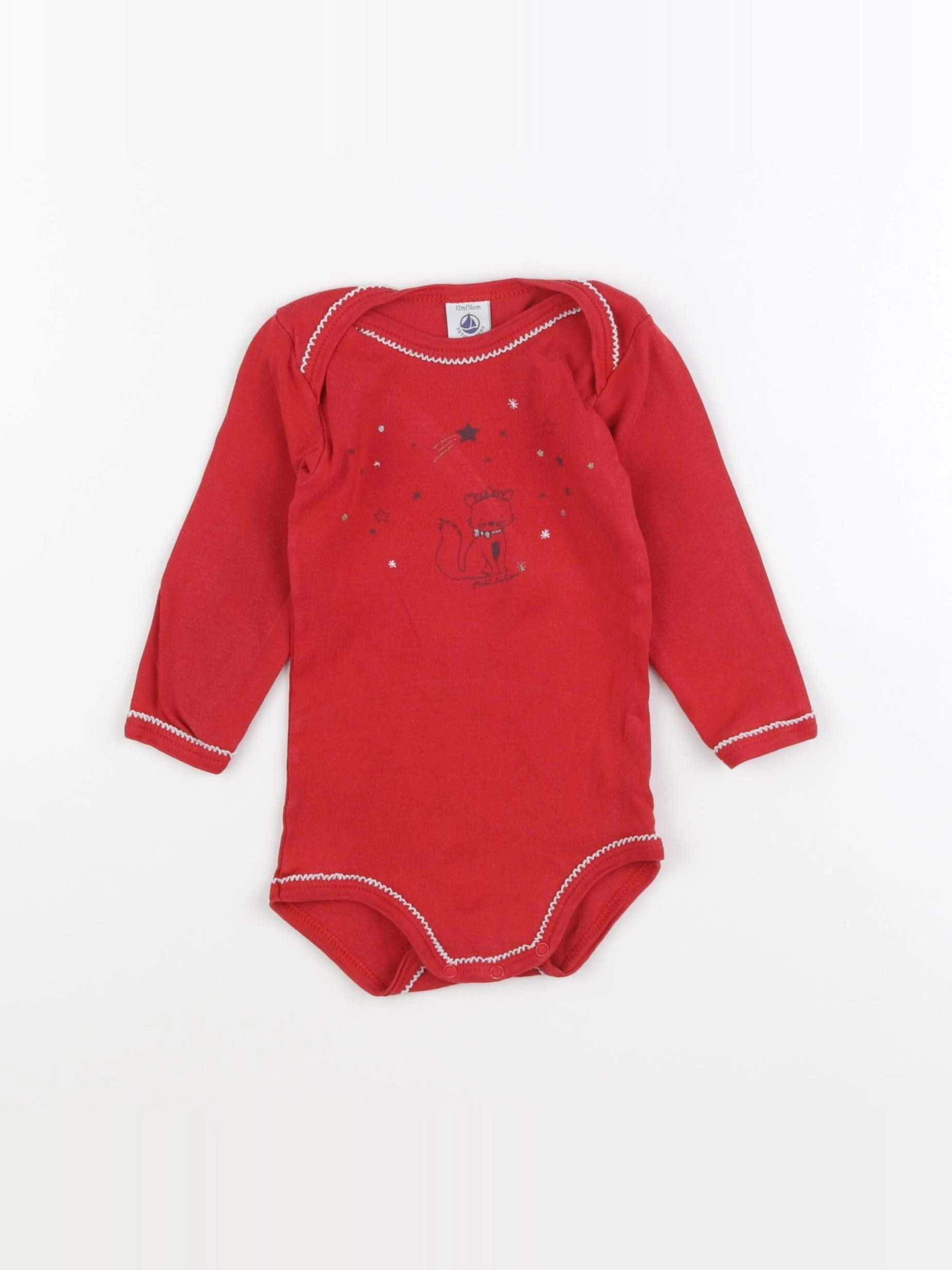 Petit Bateau - body rouge - 12 mois