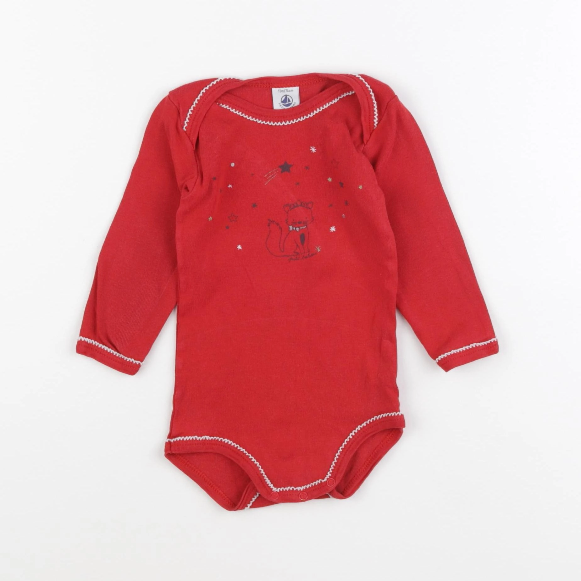 Petit Bateau - body rouge - 12 mois