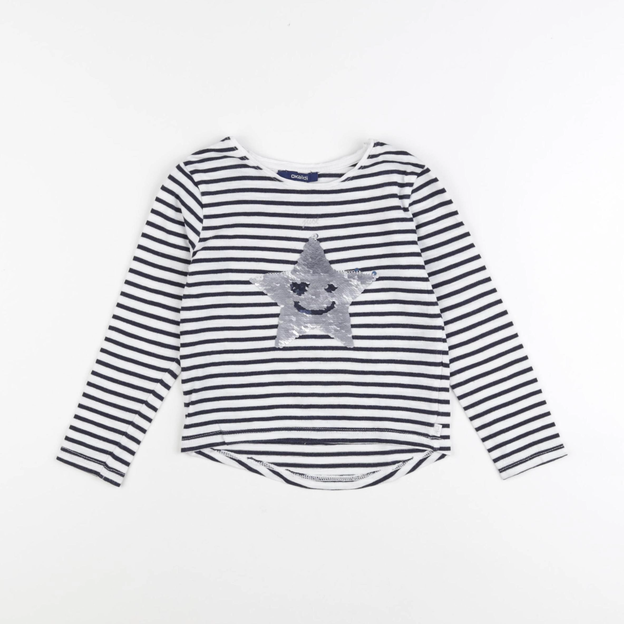 Okaidi - tee-shirt blanc, bleu - 3 ans