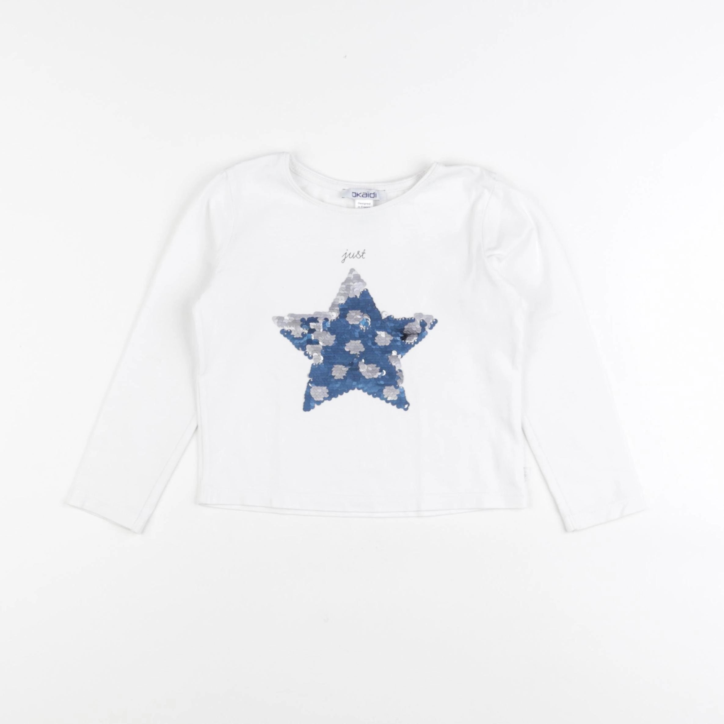 Okaidi - tee-shirt blanc, bleu - 3 ans