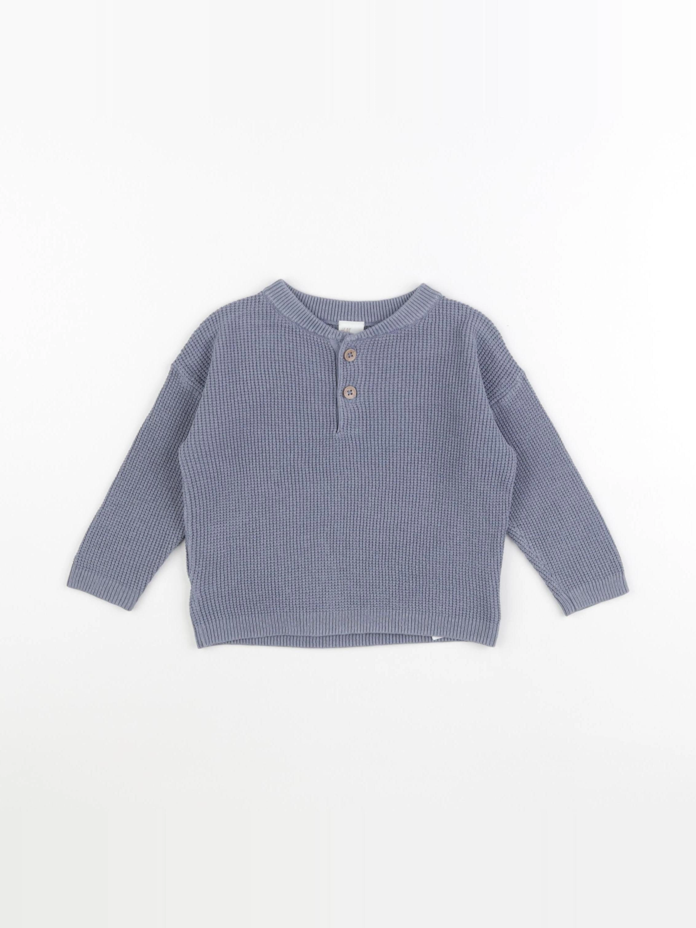 H&M - pull bleu - 6/9 mois