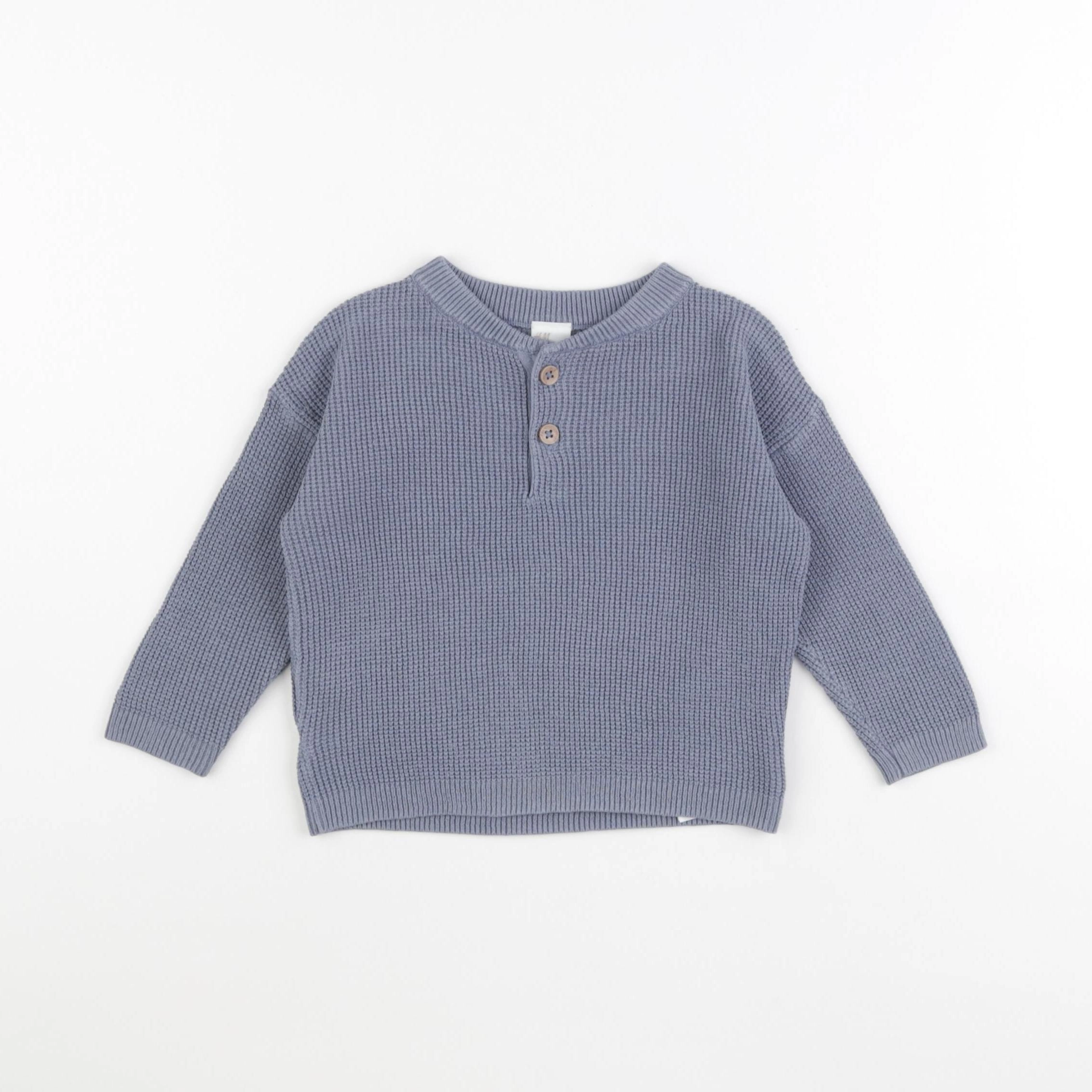 H&M - pull bleu - 6/9 mois