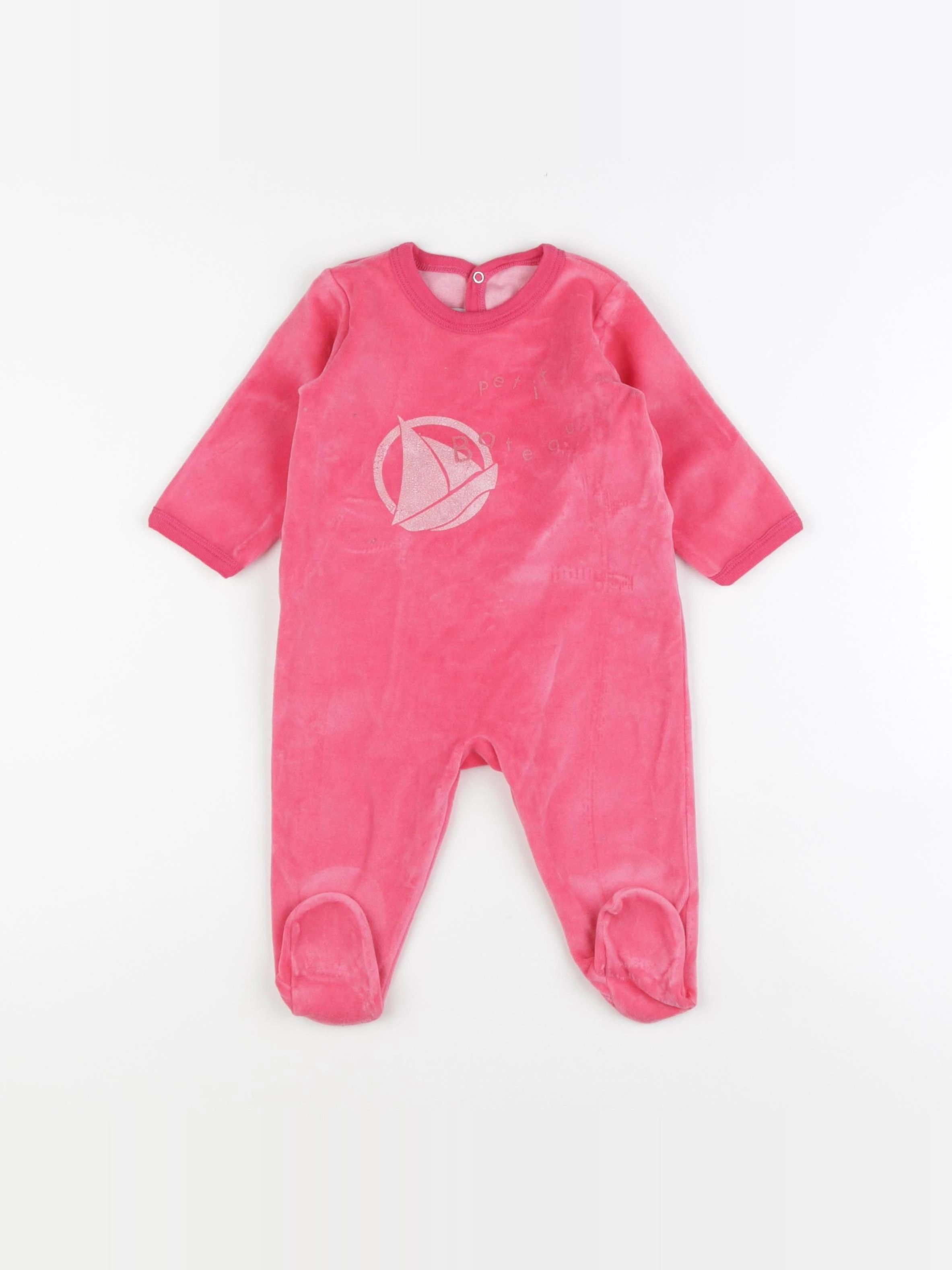 Petit Bateau - pyjama velours rose - 6 mois
