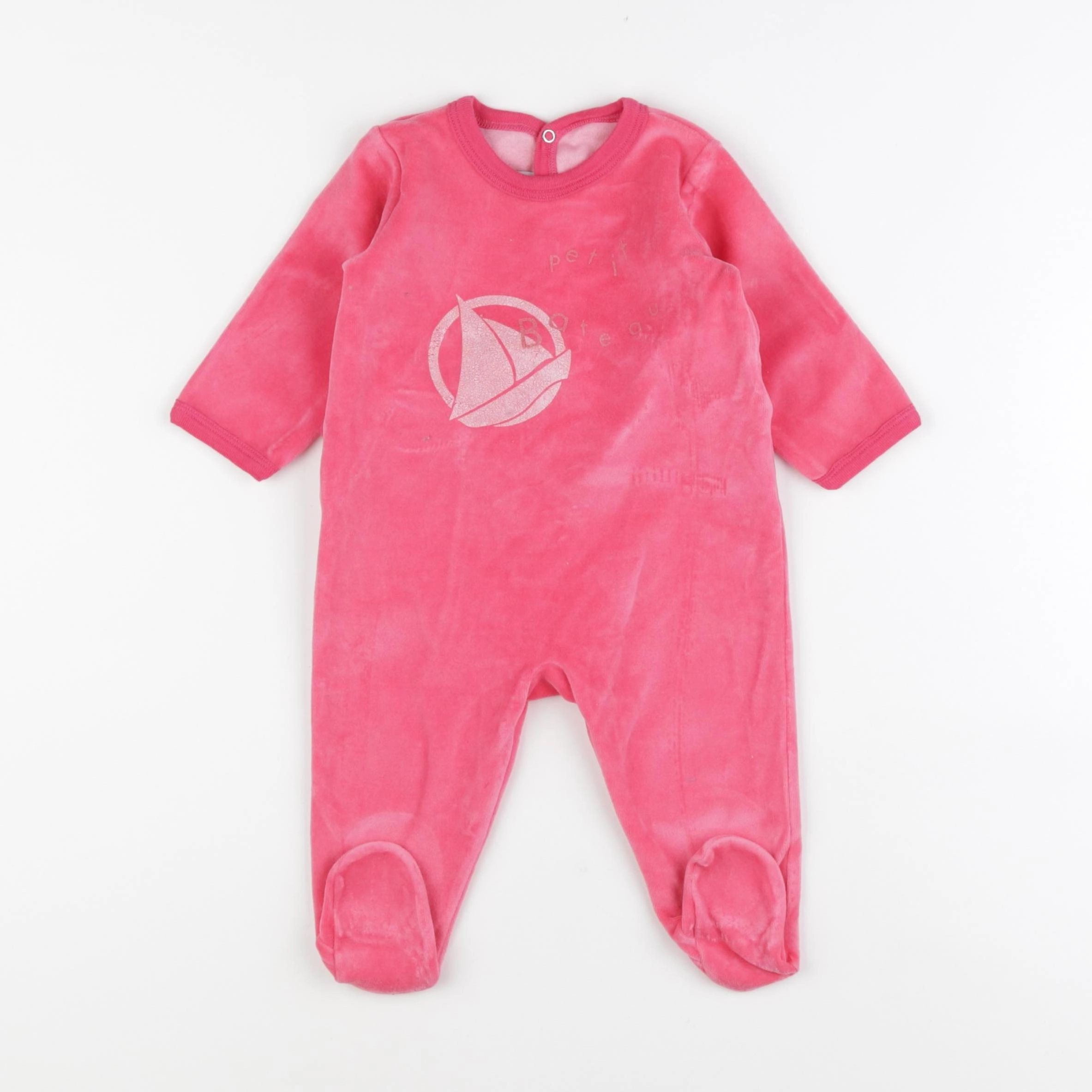 Petit Bateau - pyjama velours rose - 6 mois