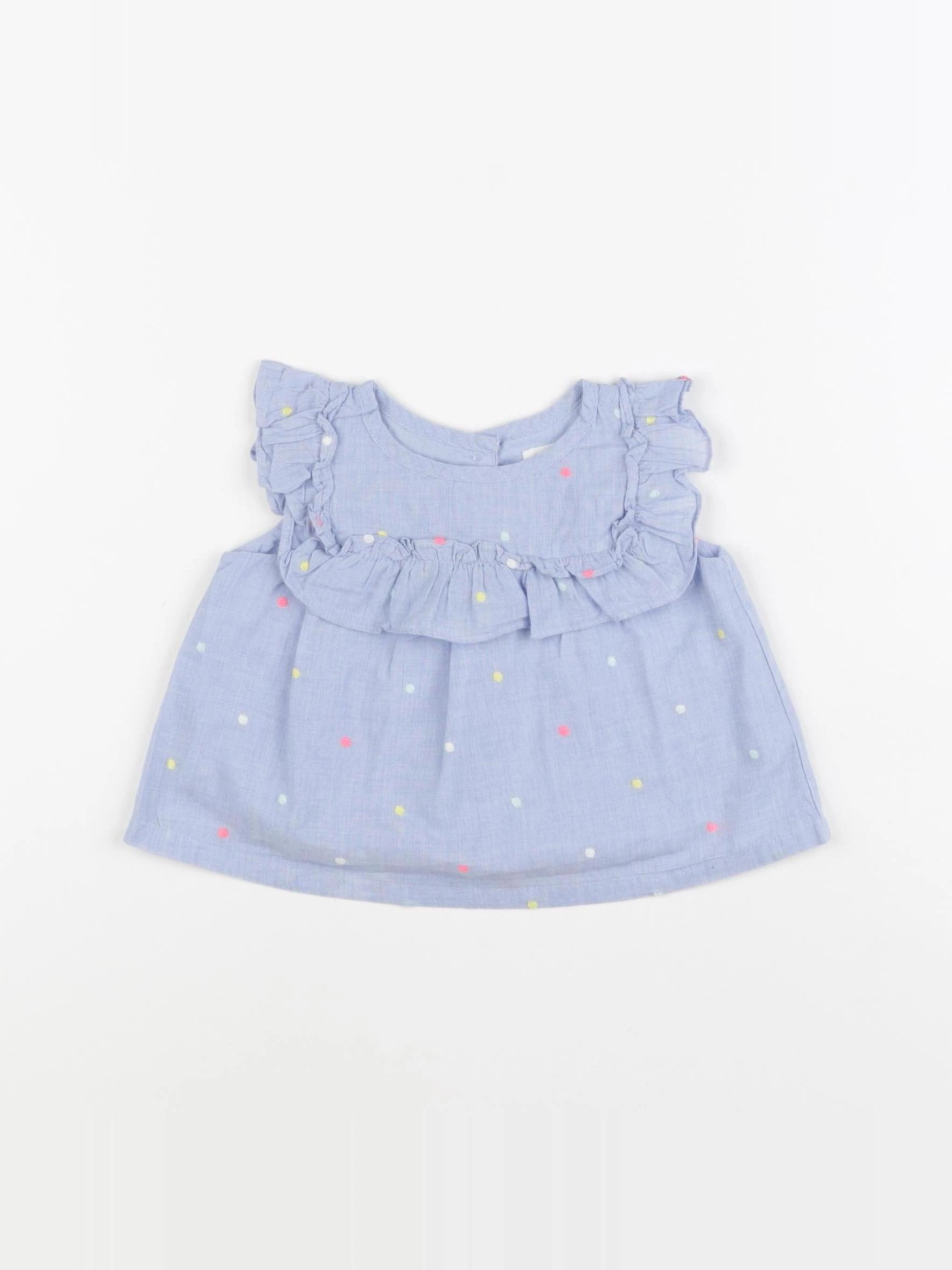 GAP - blouse bleu - 3/6 mois