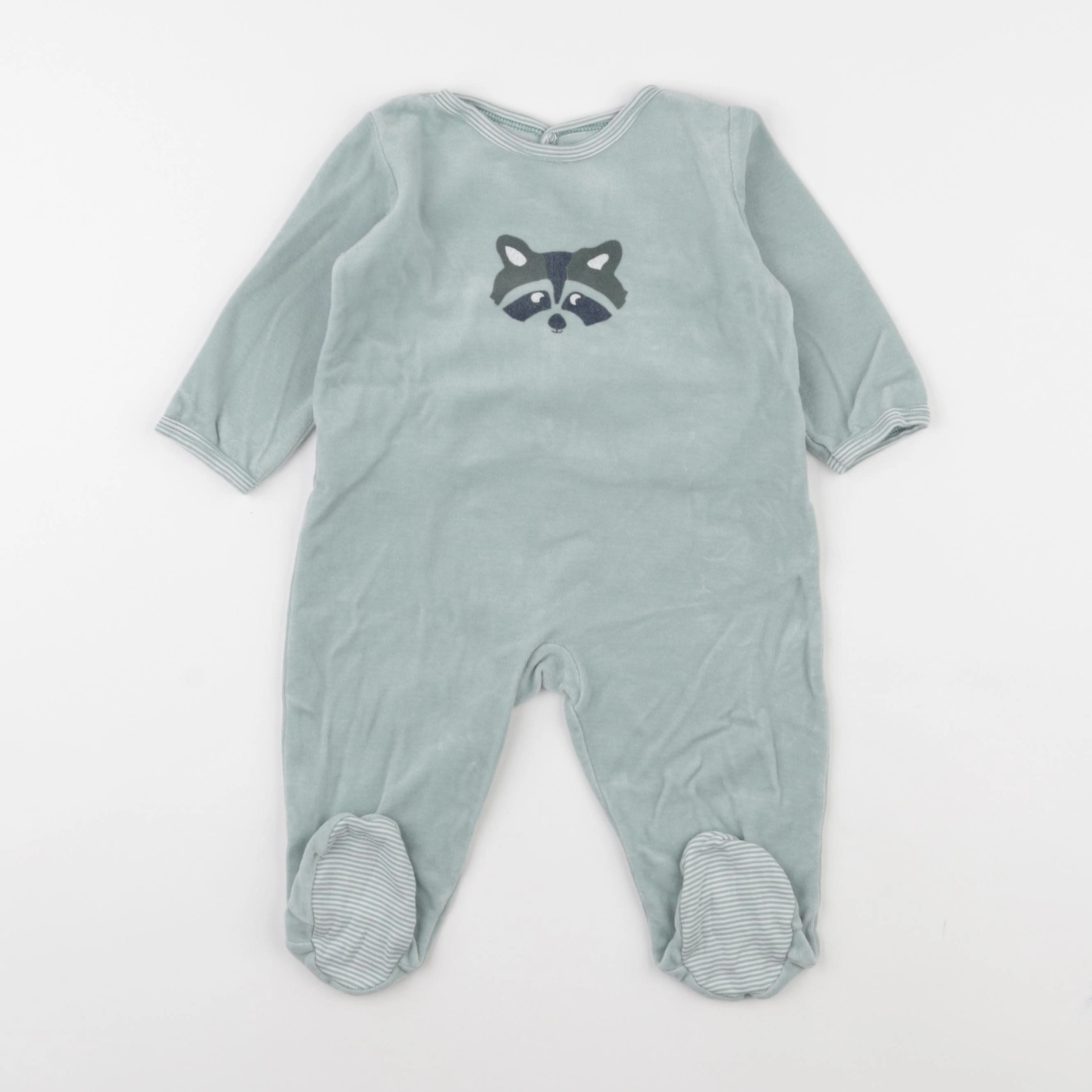 Petit Bateau - pyjama velours vert - 12 mois