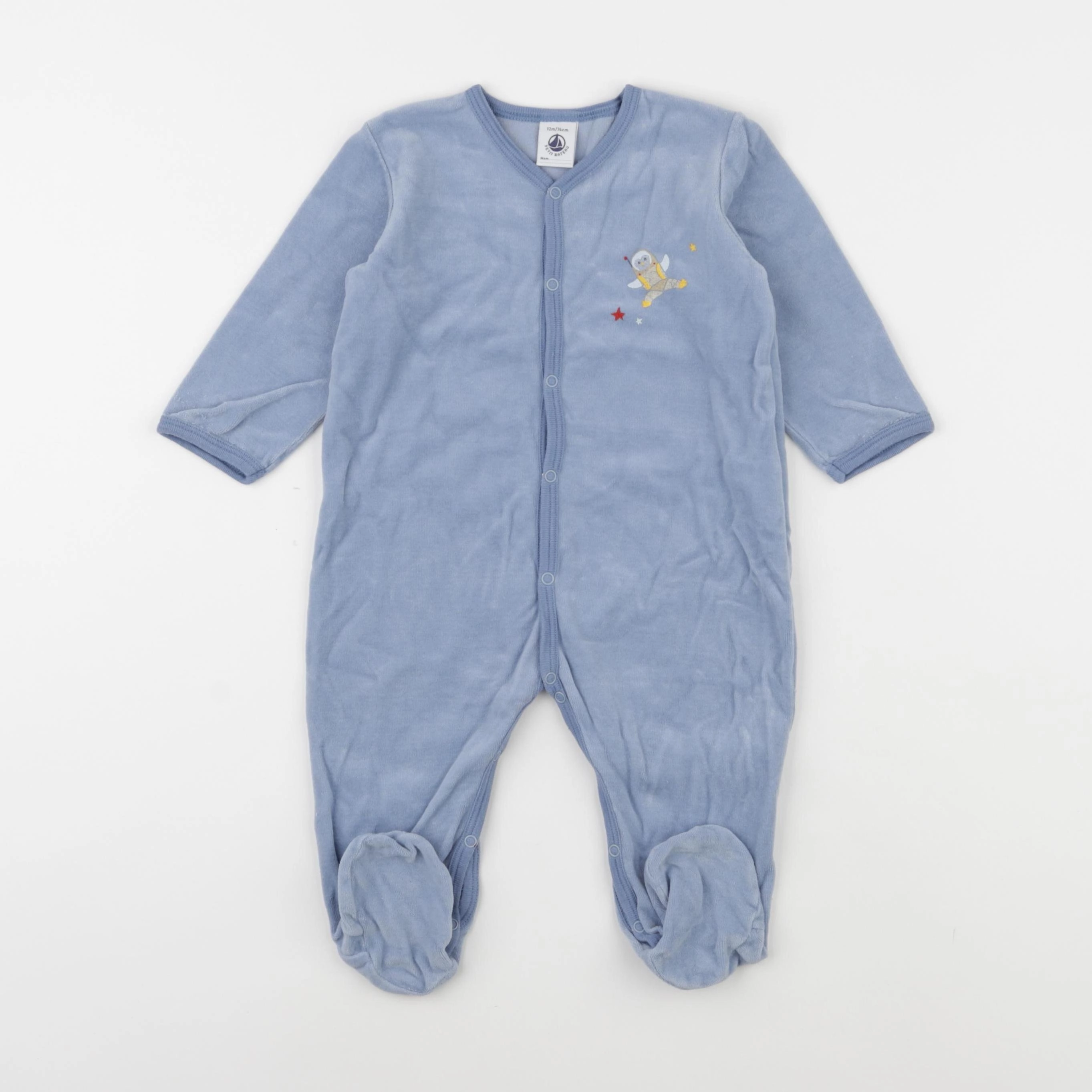 Petit Bateau - pyjama velours bleu - 12 mois