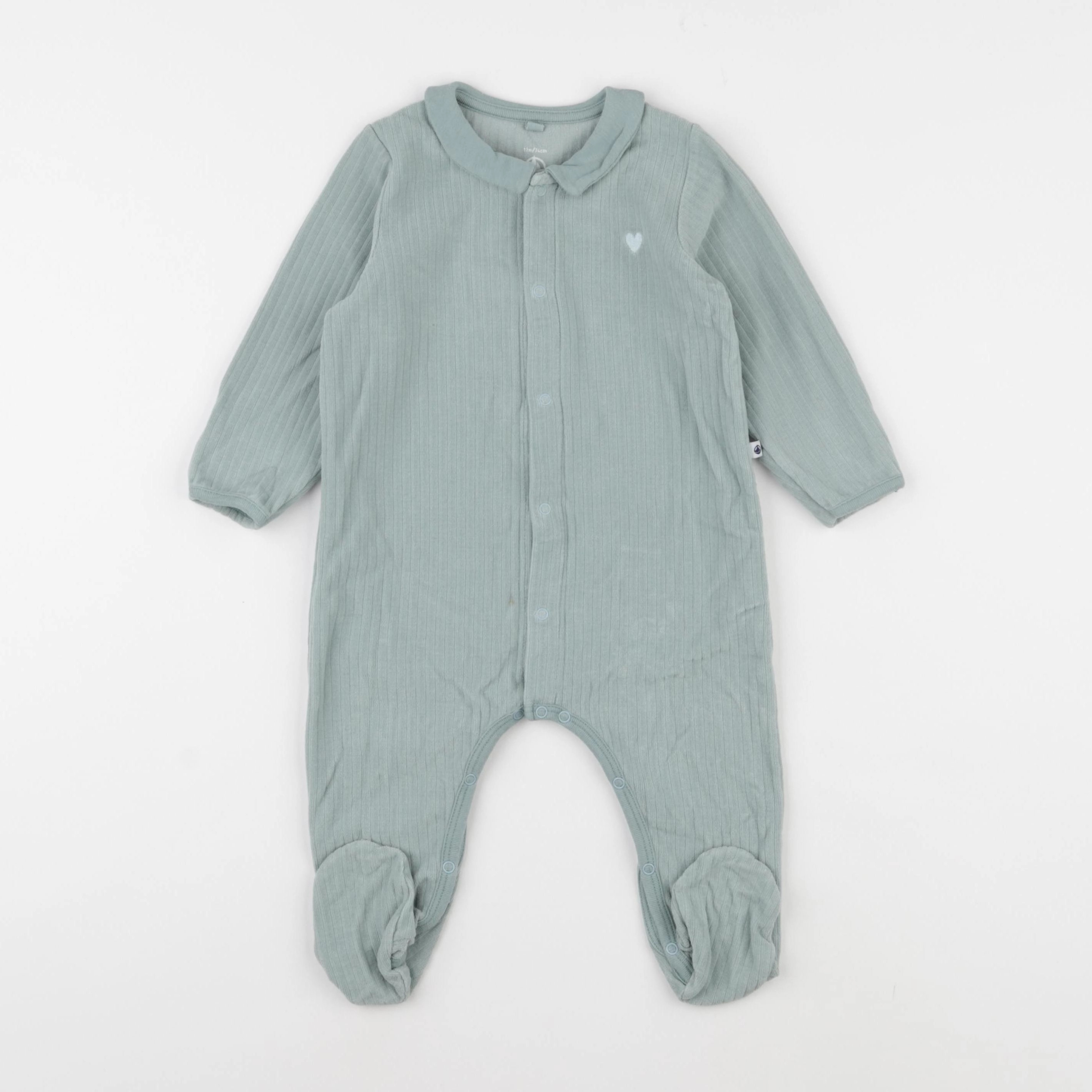 Petit Bateau - pyjama velours vert - 12 mois