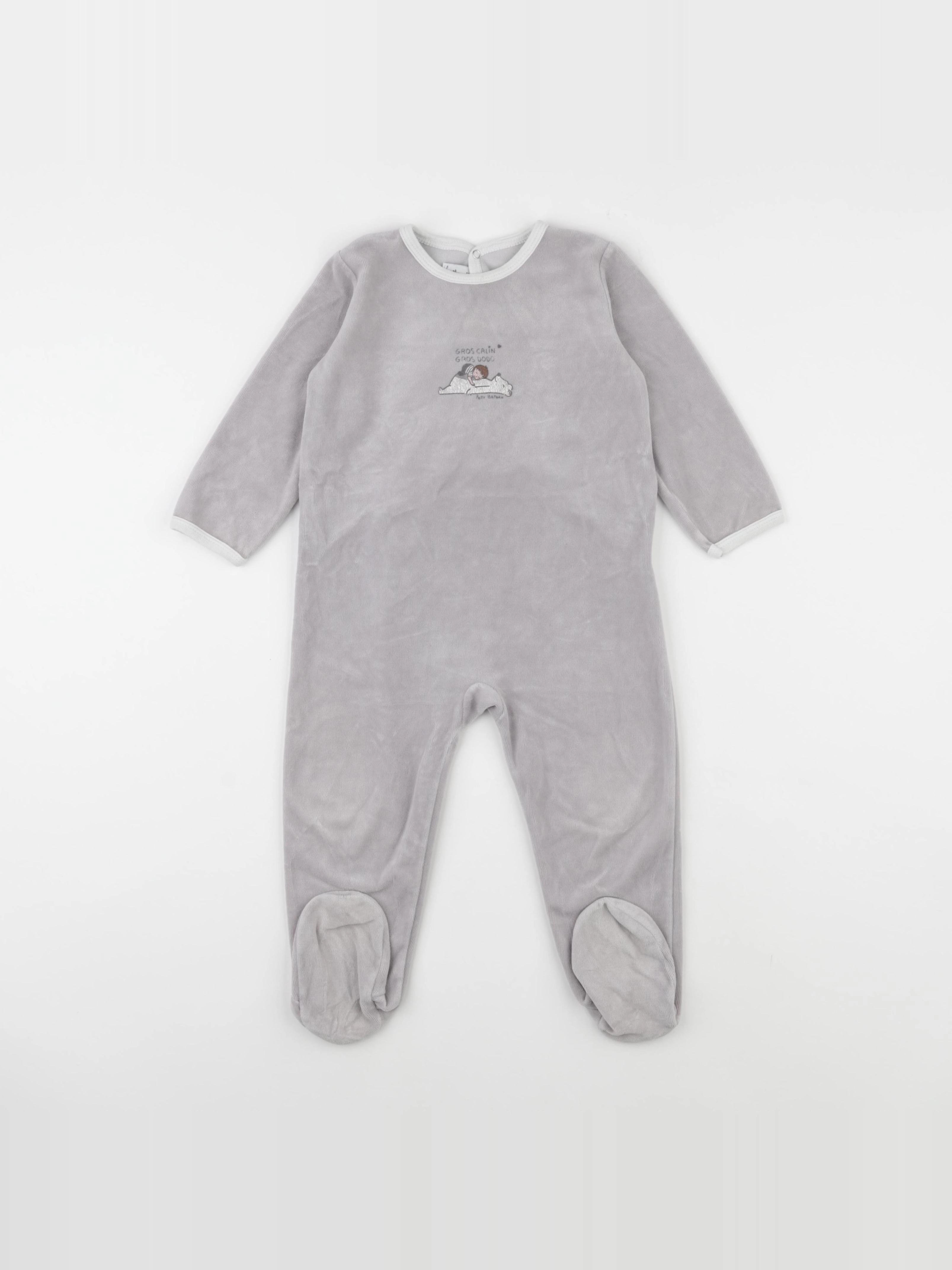 Petit Bateau - pyjama velours gris - 24 mois