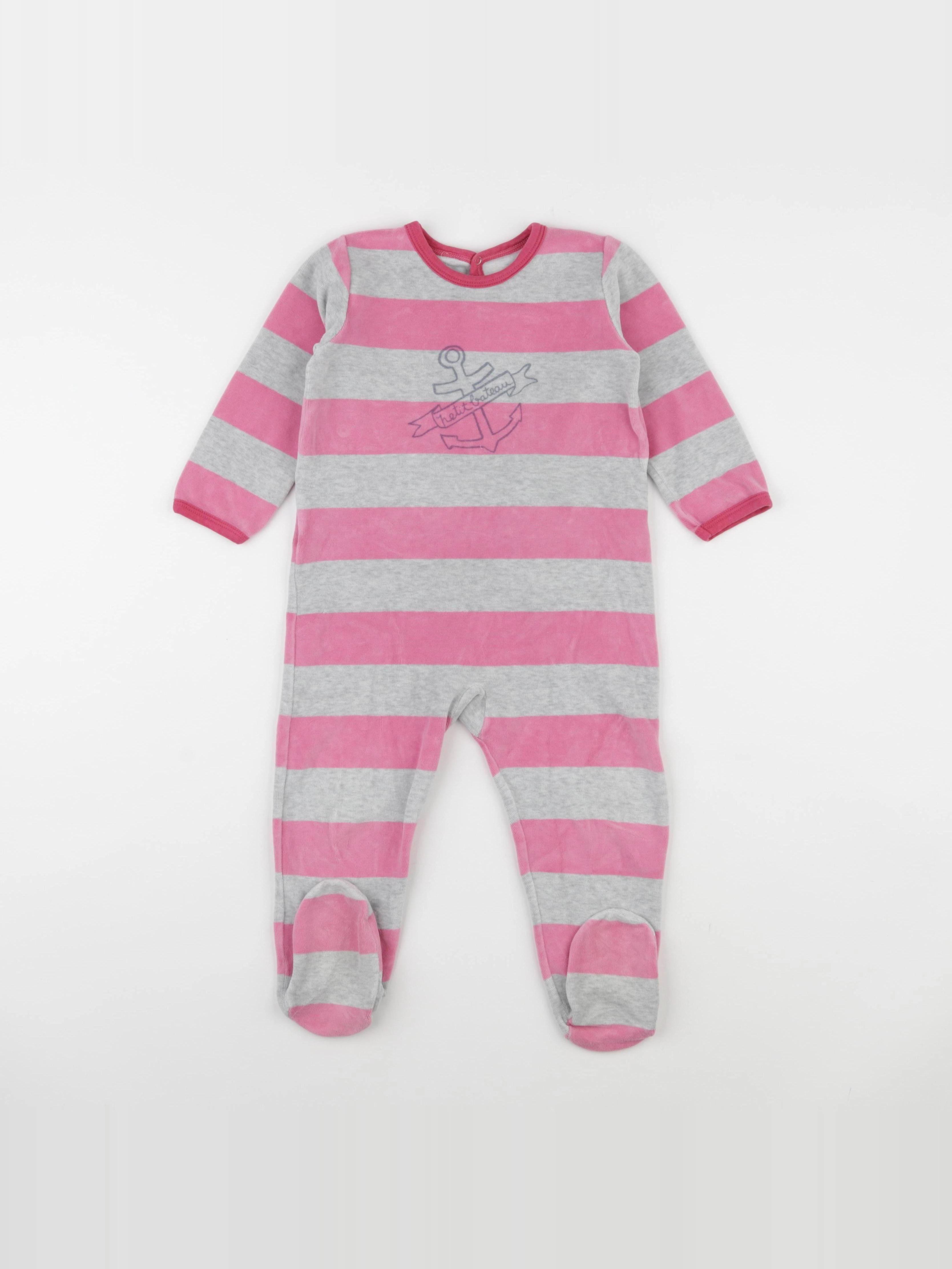 Petit Bateau - pyjama velours rose - 24 mois