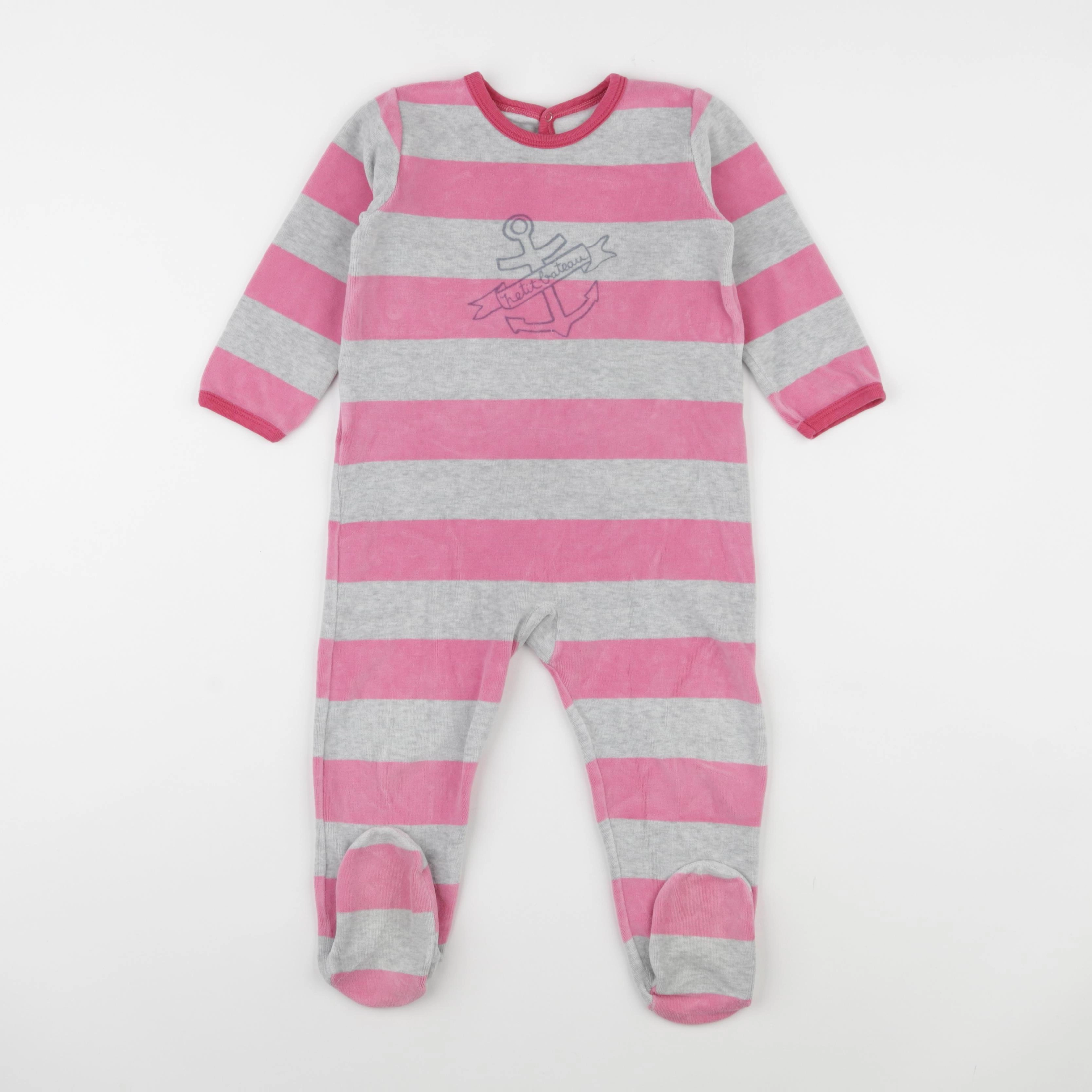 Petit Bateau - pyjama velours rose - 24 mois