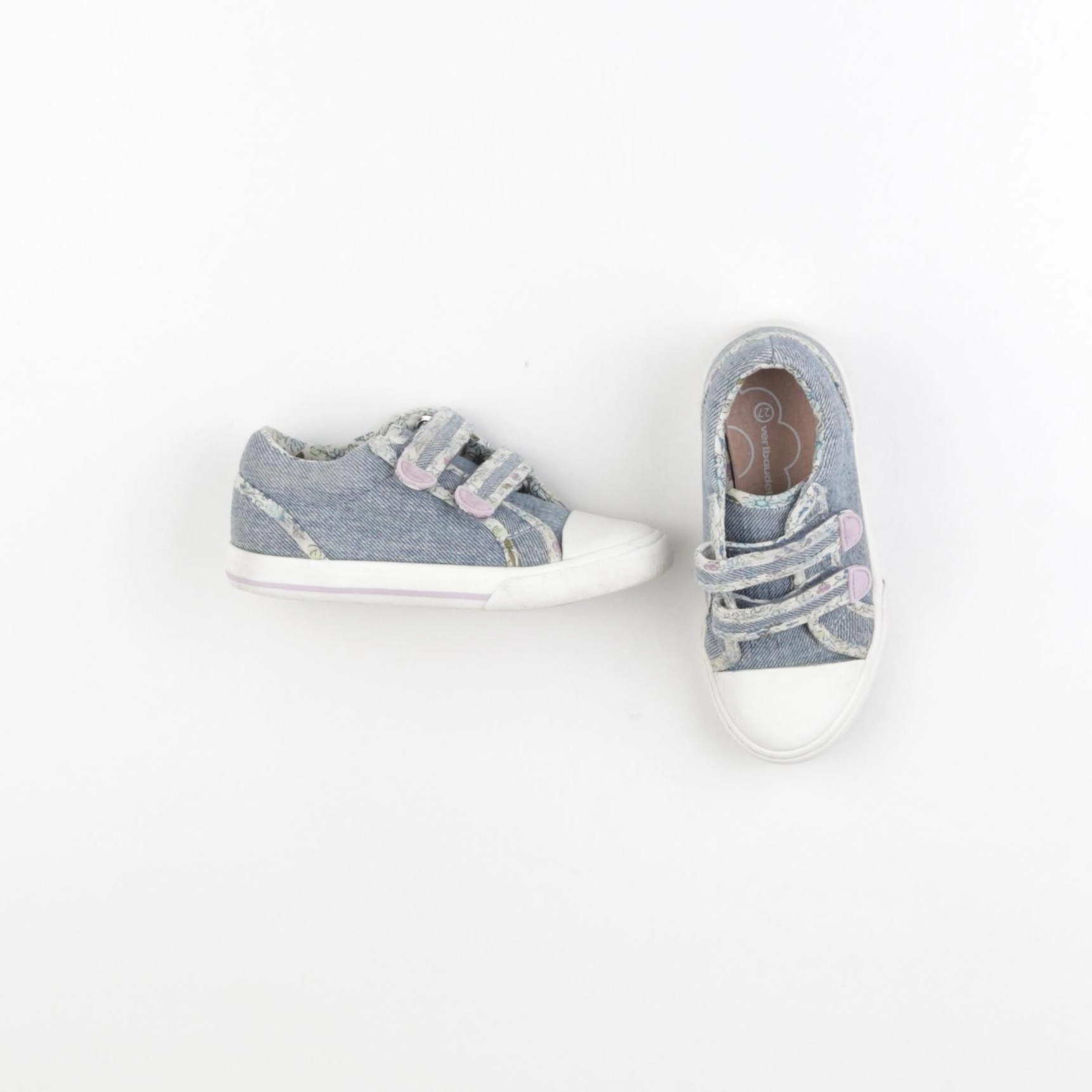 Vertbaudet - tennis à scratch/ lacets bleu - pointure 27