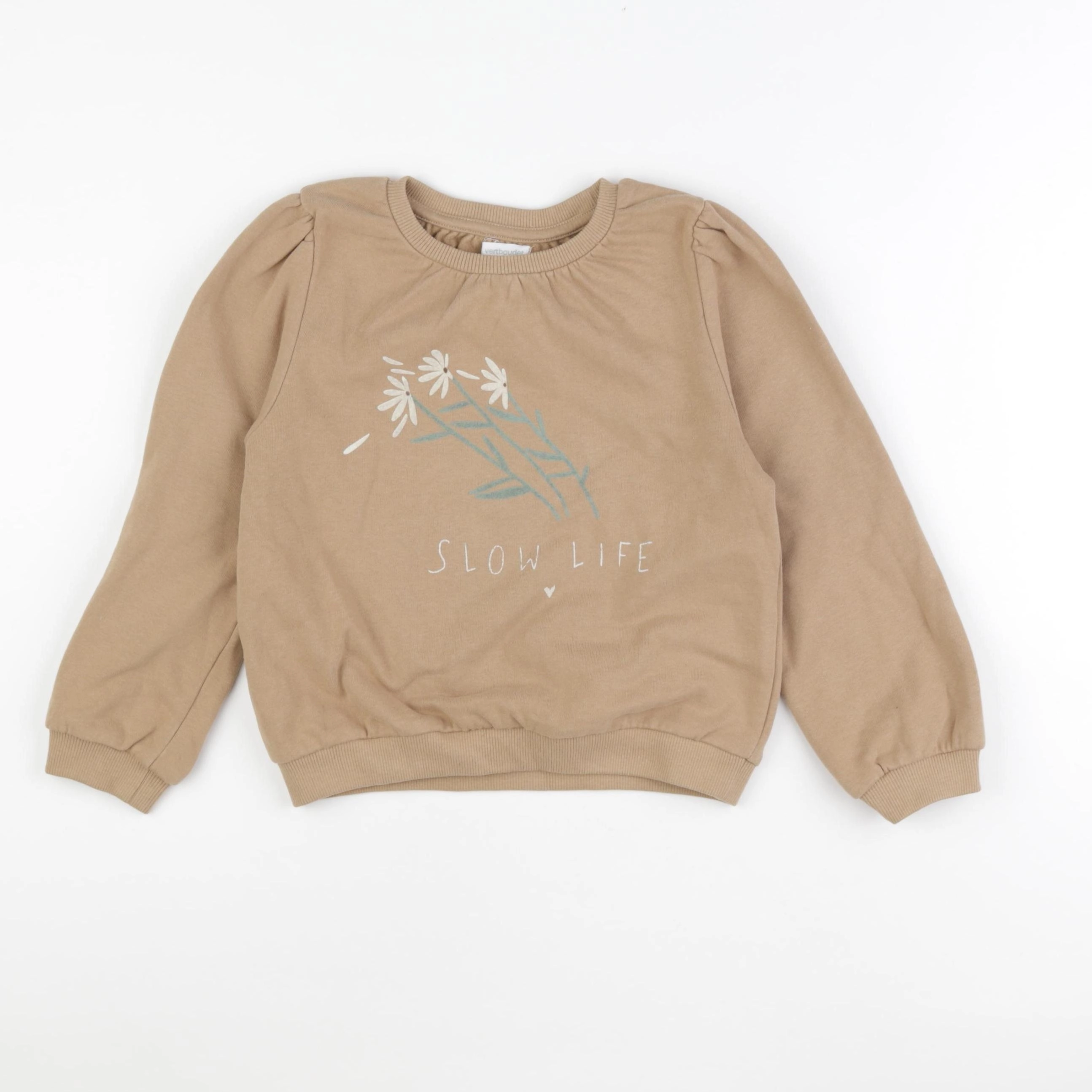 Vertbaudet - sweat beige - 6 ans