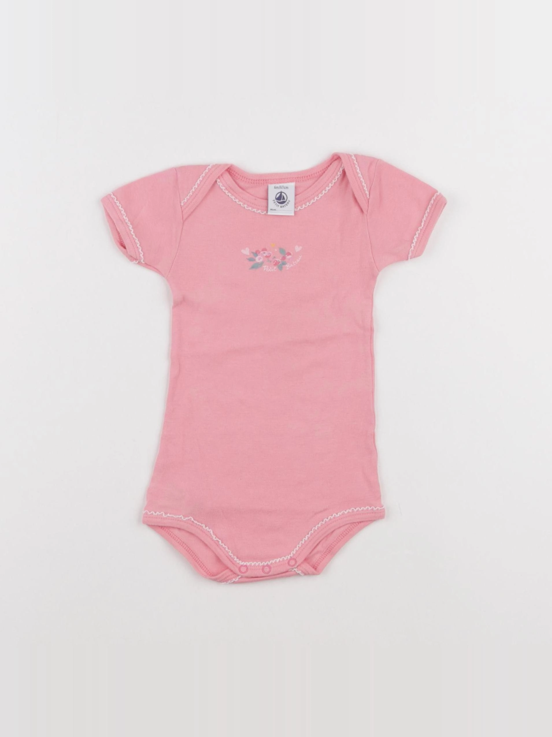 Petit Bateau - body rose - 6 mois