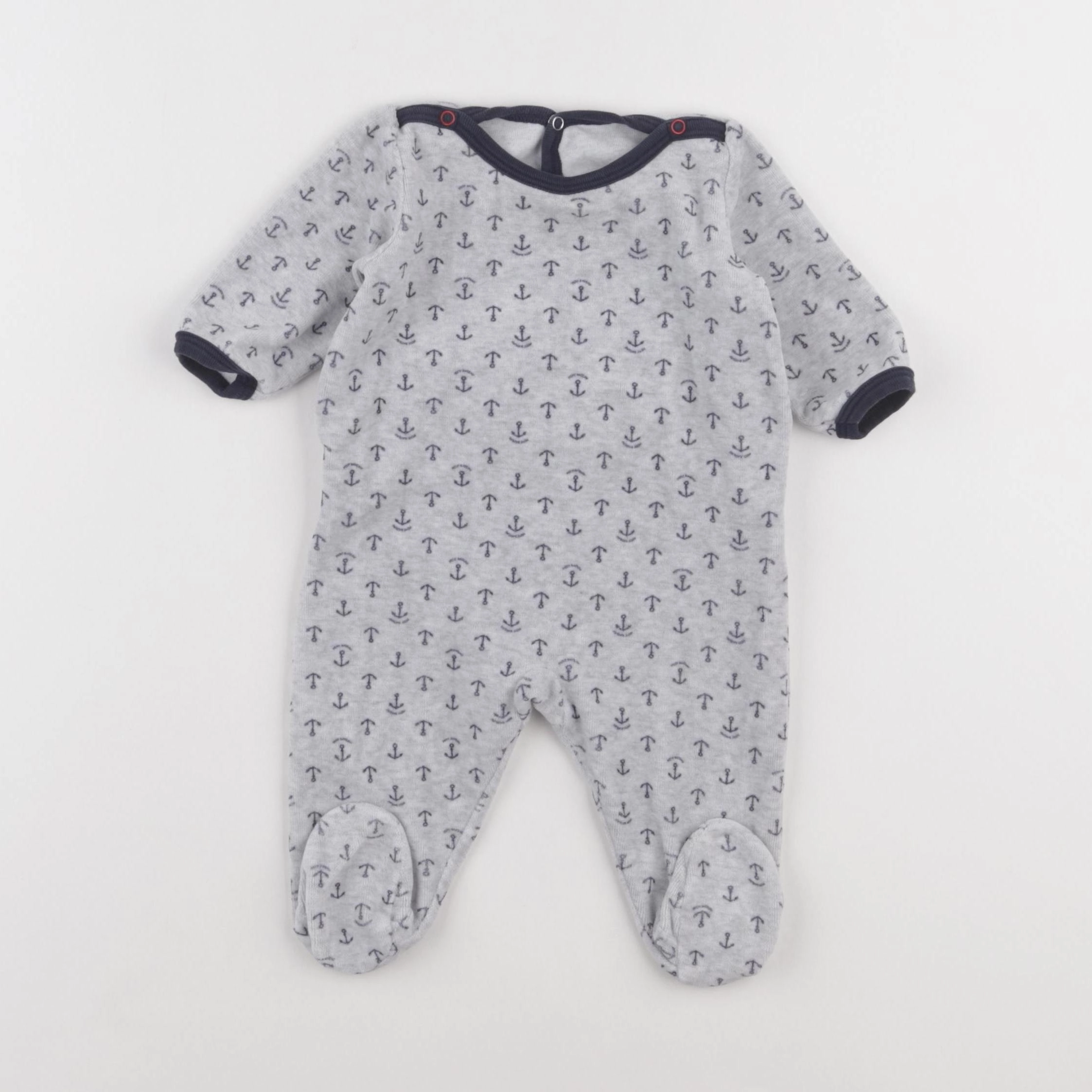 Petit Bateau - pyjama velours gris - 3 mois