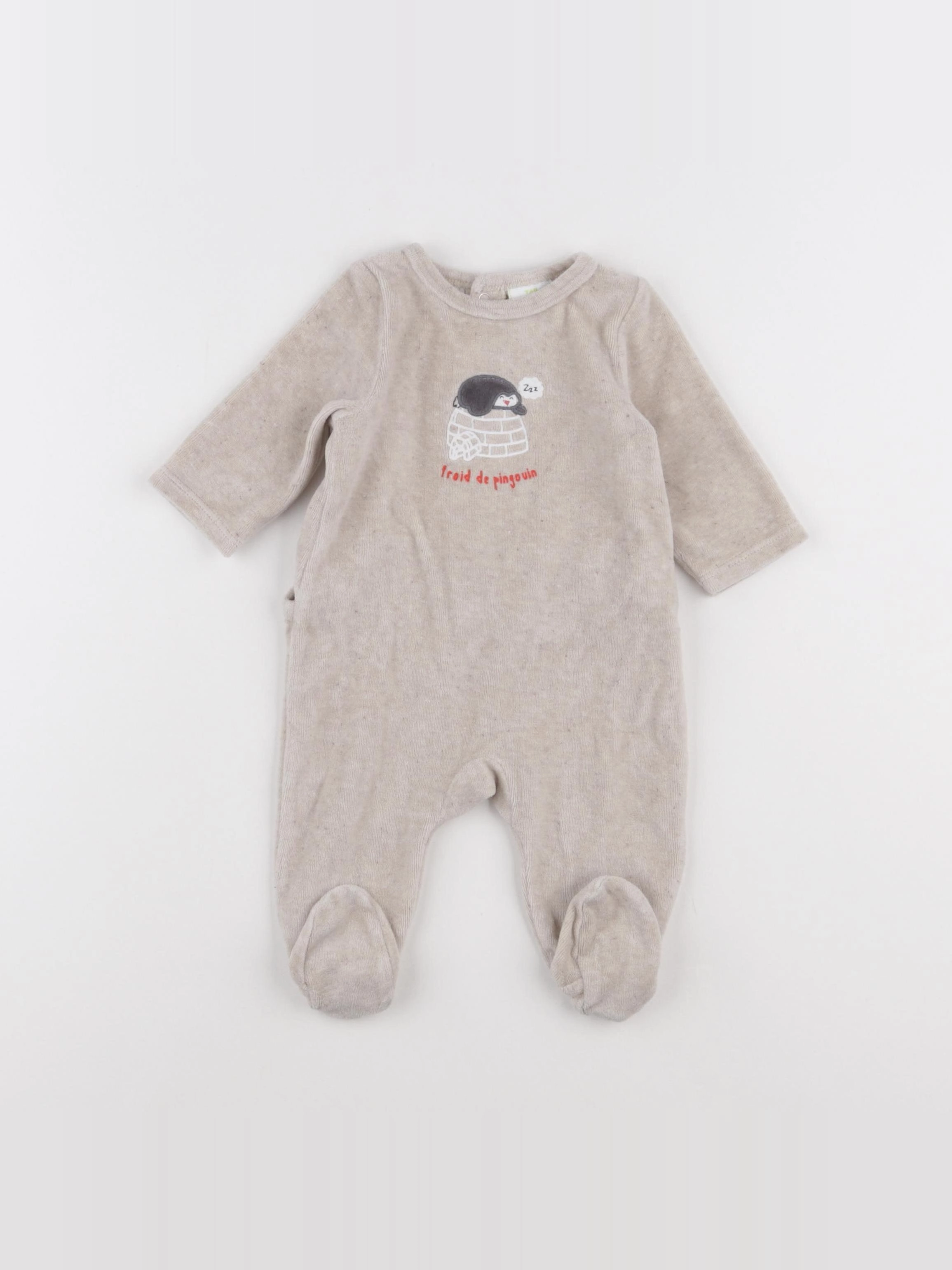 Tape à l'oeil - pyjama velours beige - 3 mois