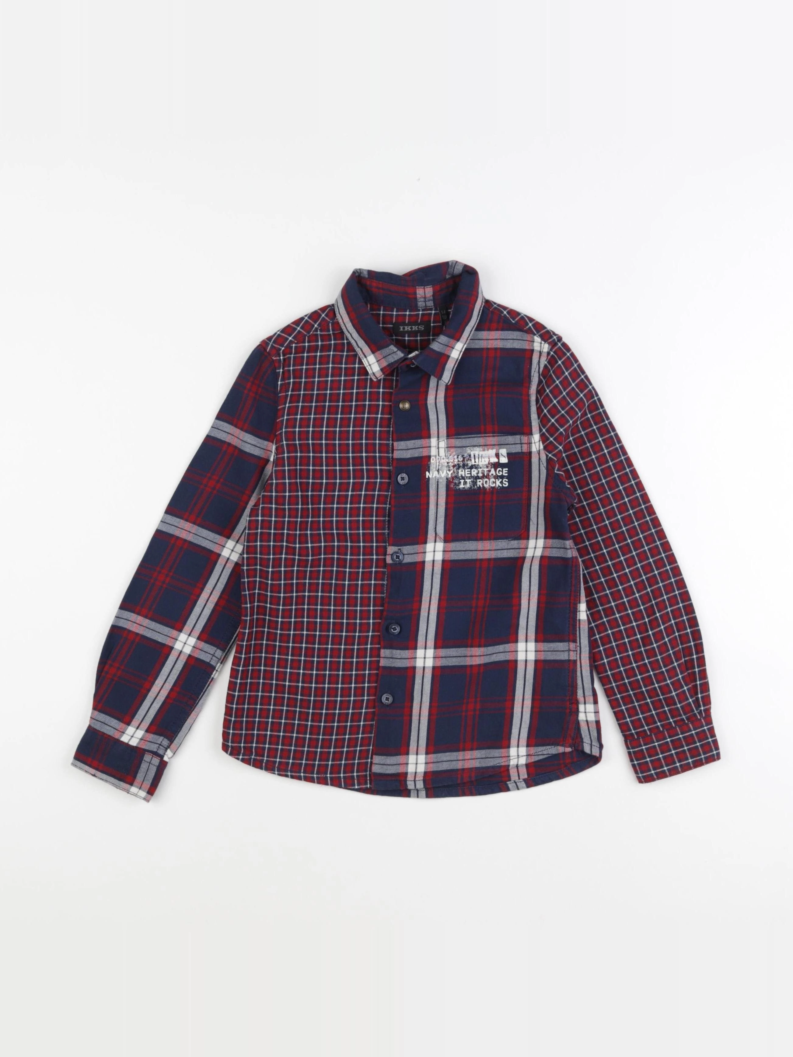 IKKS - chemise bleu, rouge - 5 ans