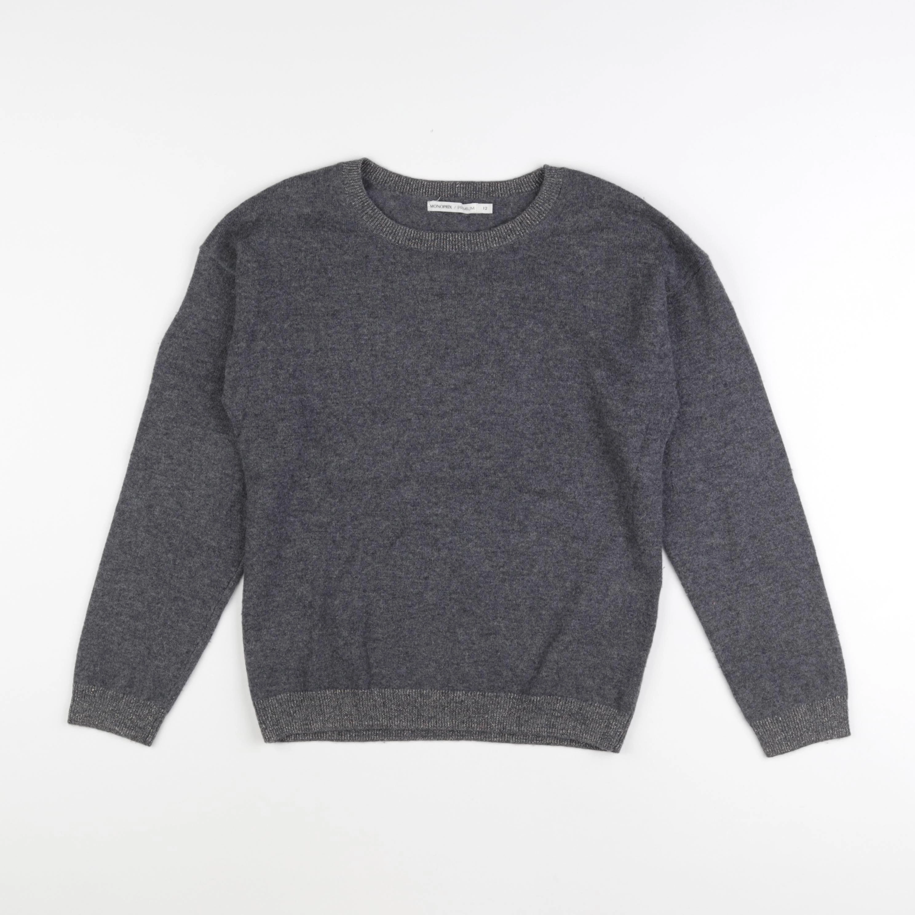 Monoprix - pull gris - 12 ans