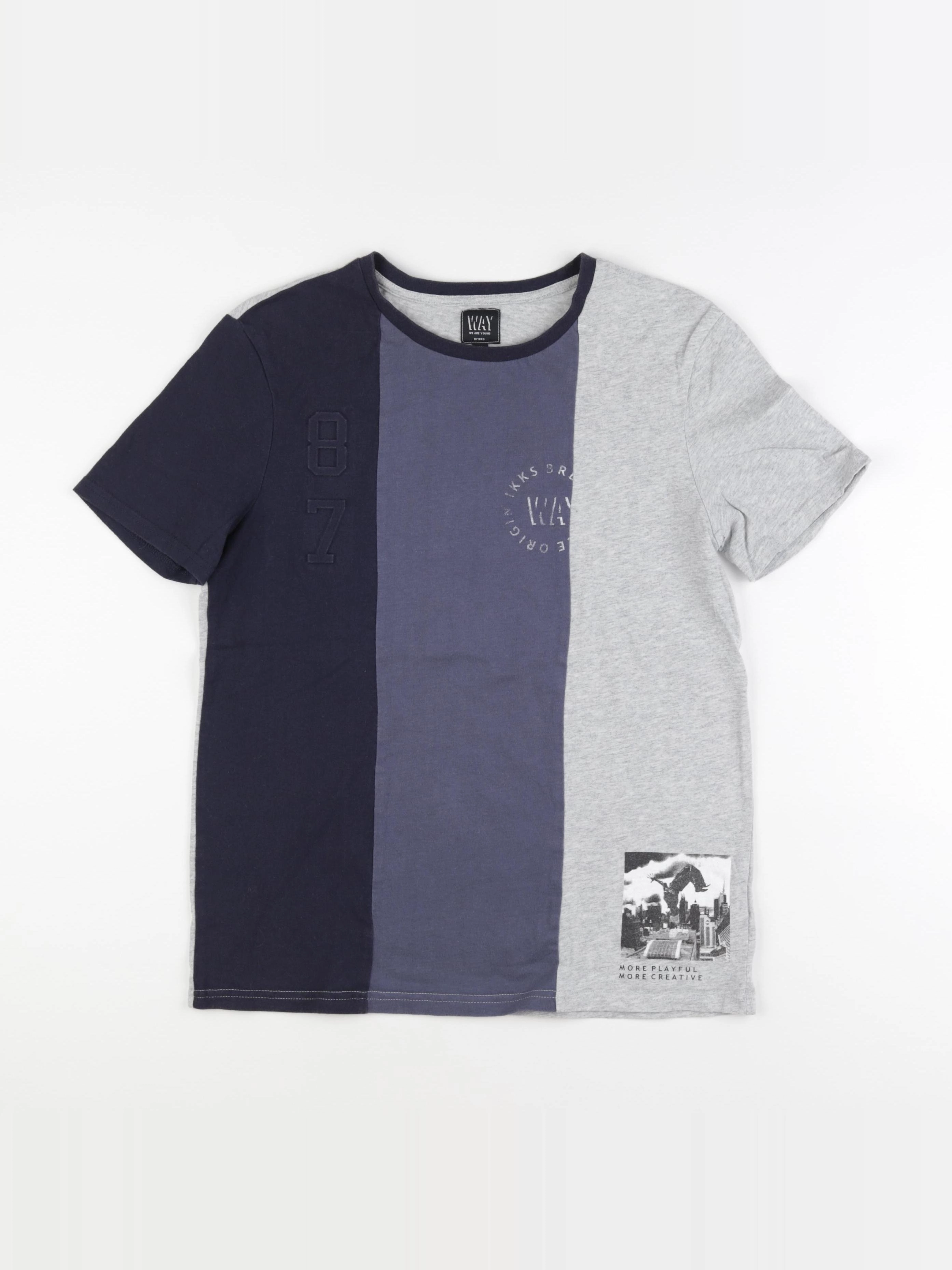 IKKS - tee-shirt gris, bleu - 16 ans