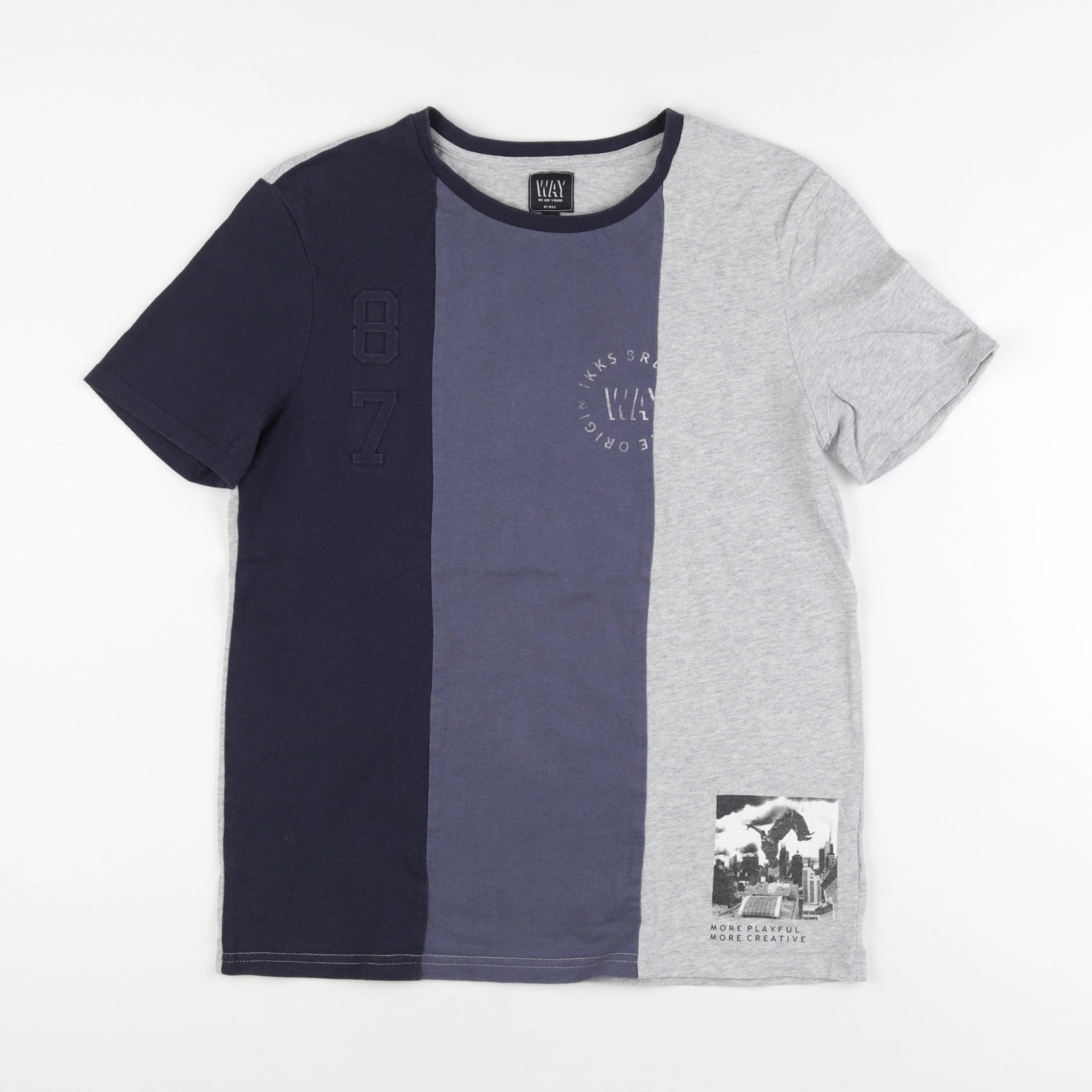 IKKS - tee-shirt gris, bleu - 16 ans