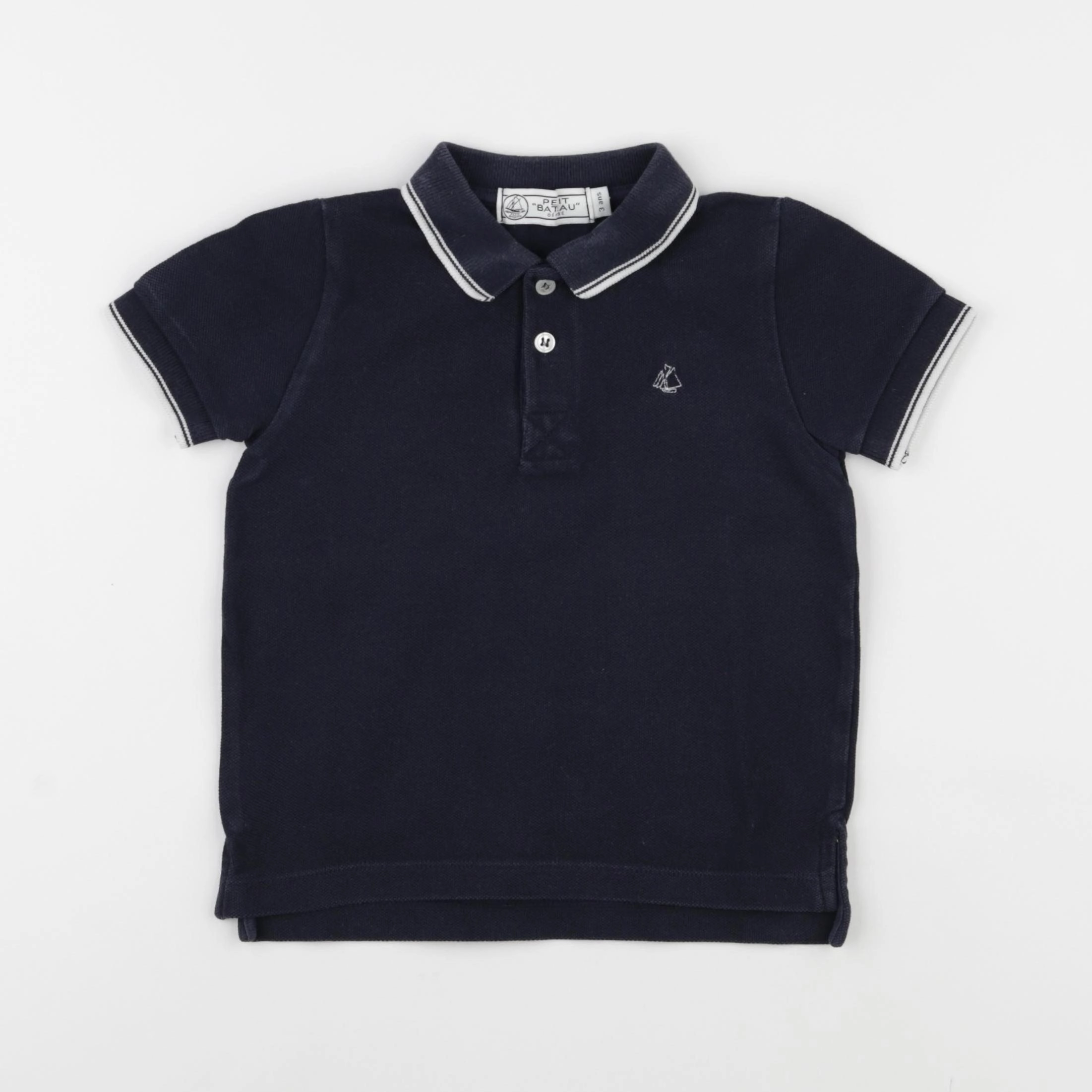 Petit Bateau - polo bleu - 3 ans