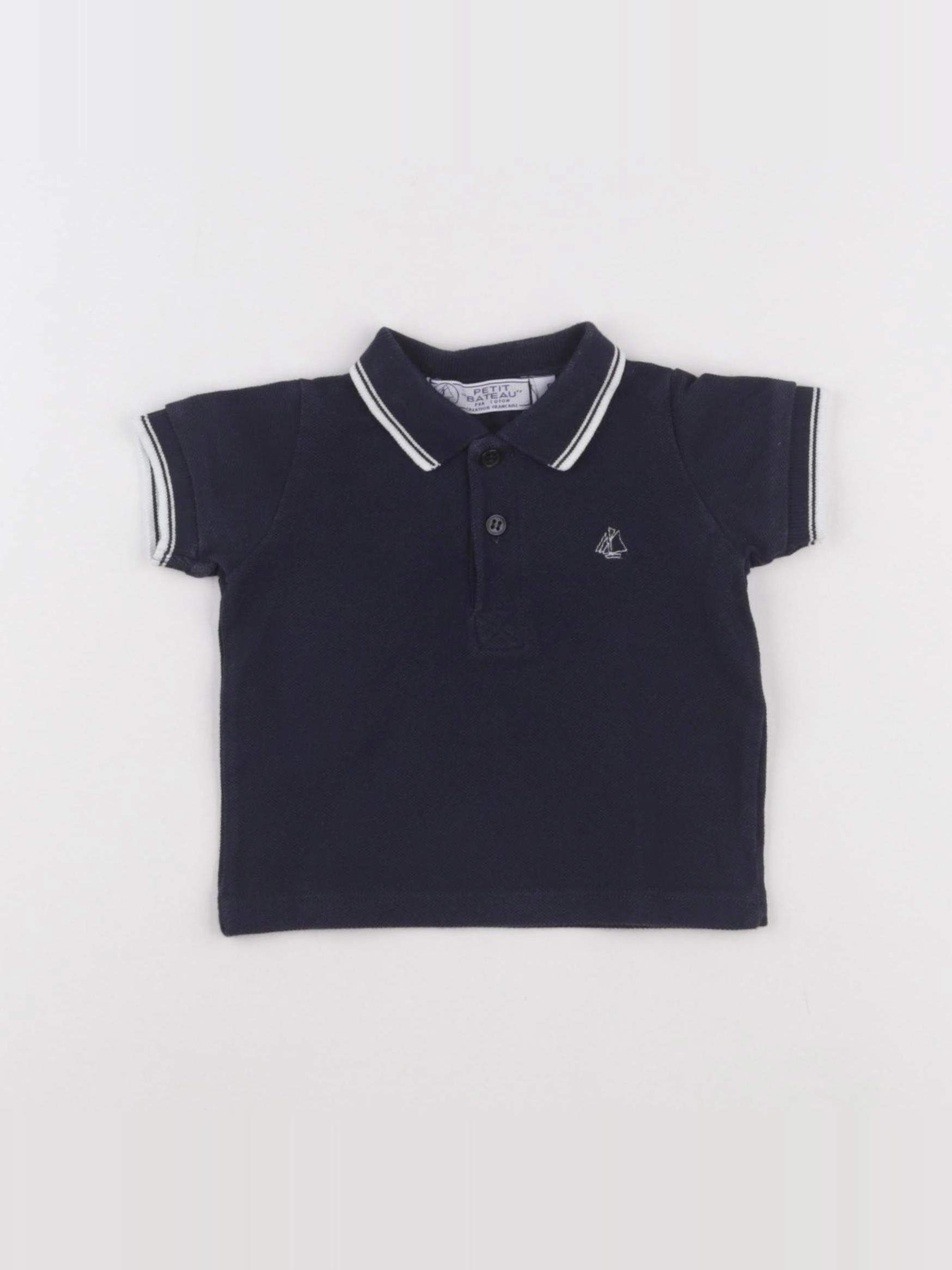 Petit Bateau - polo bleu - 6 mois
