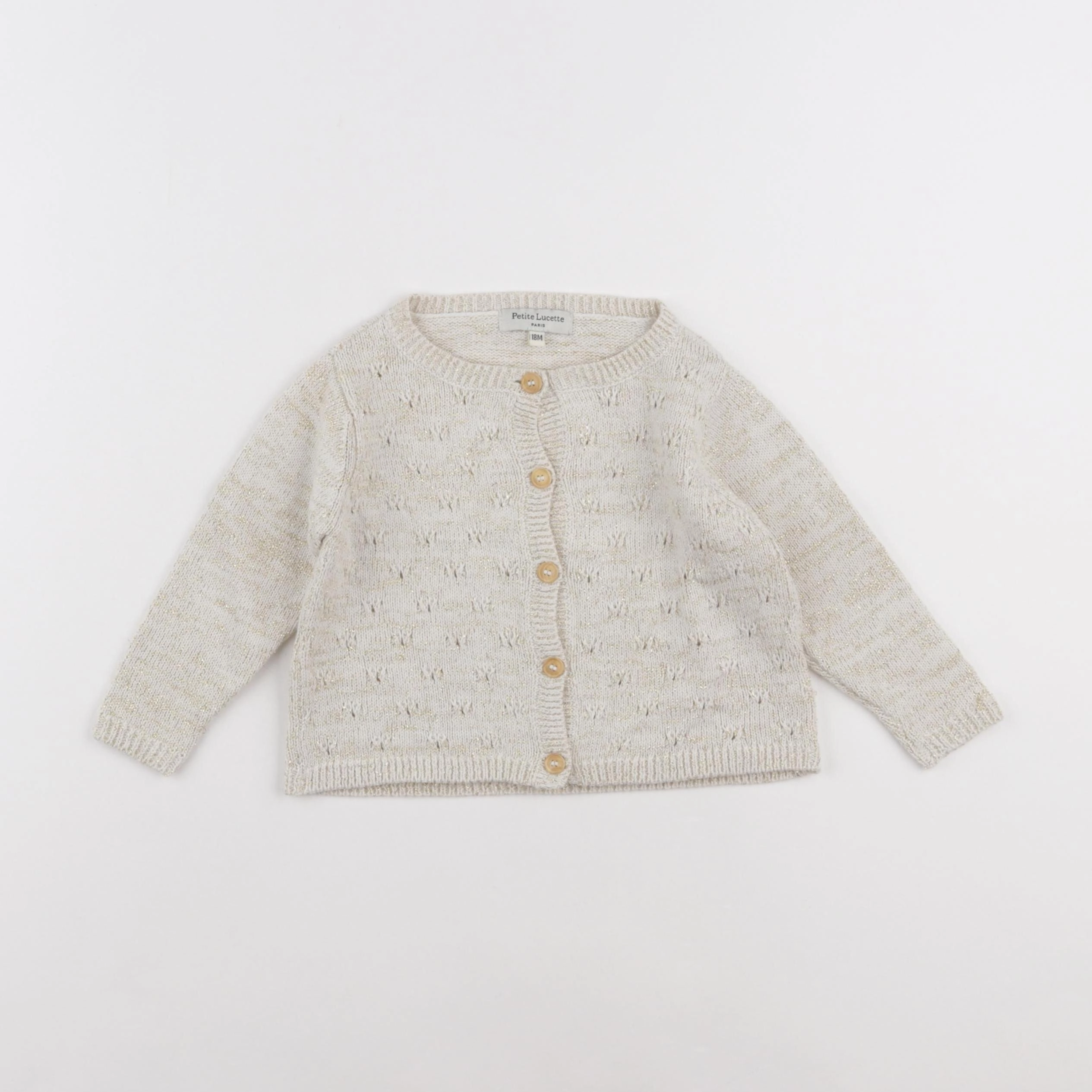 Petite Lucette - gilet beige, or - 18 mois