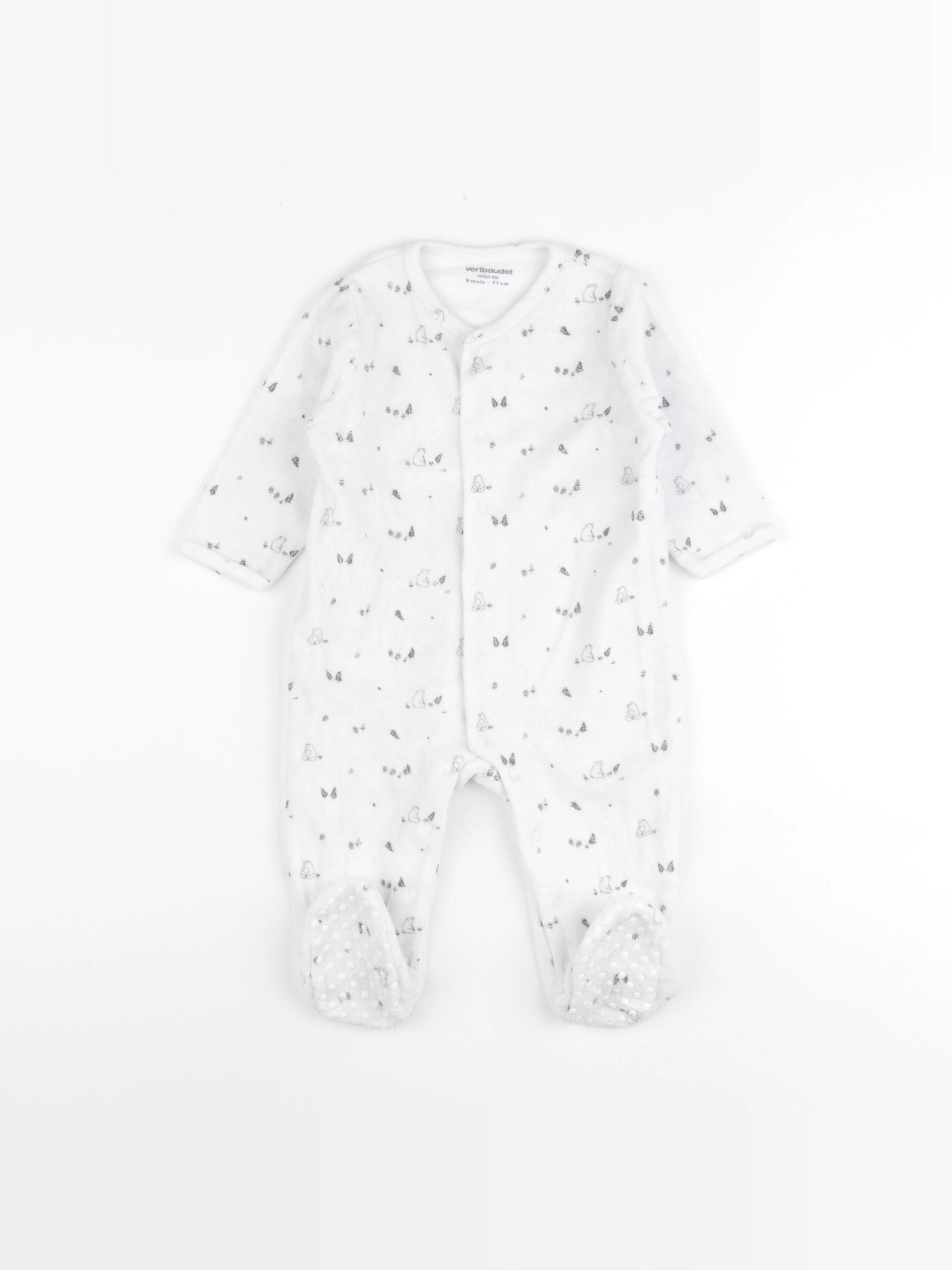 Vertbaudet - pyjama velours blanc - 9 mois