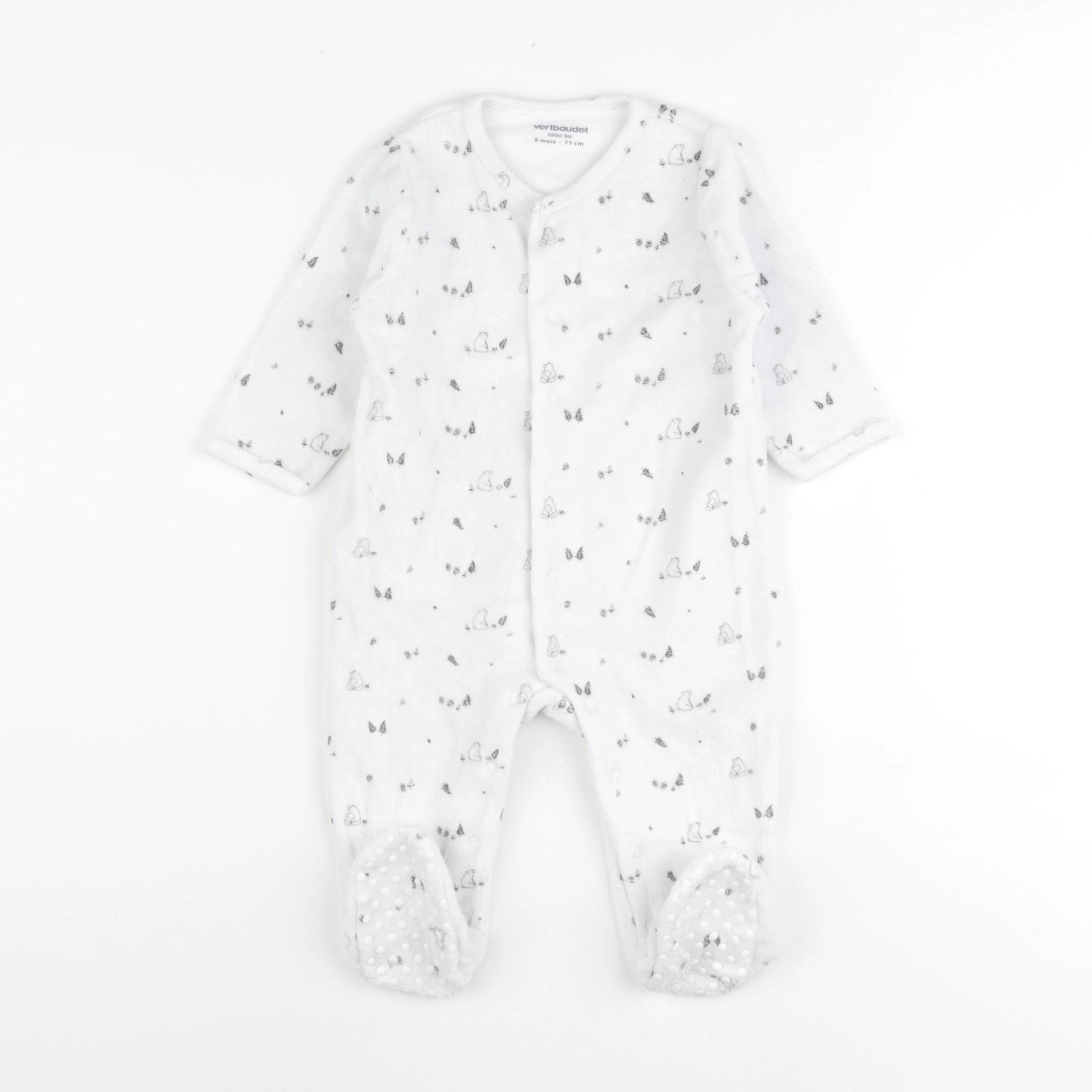 Vertbaudet - pyjama velours blanc - 9 mois