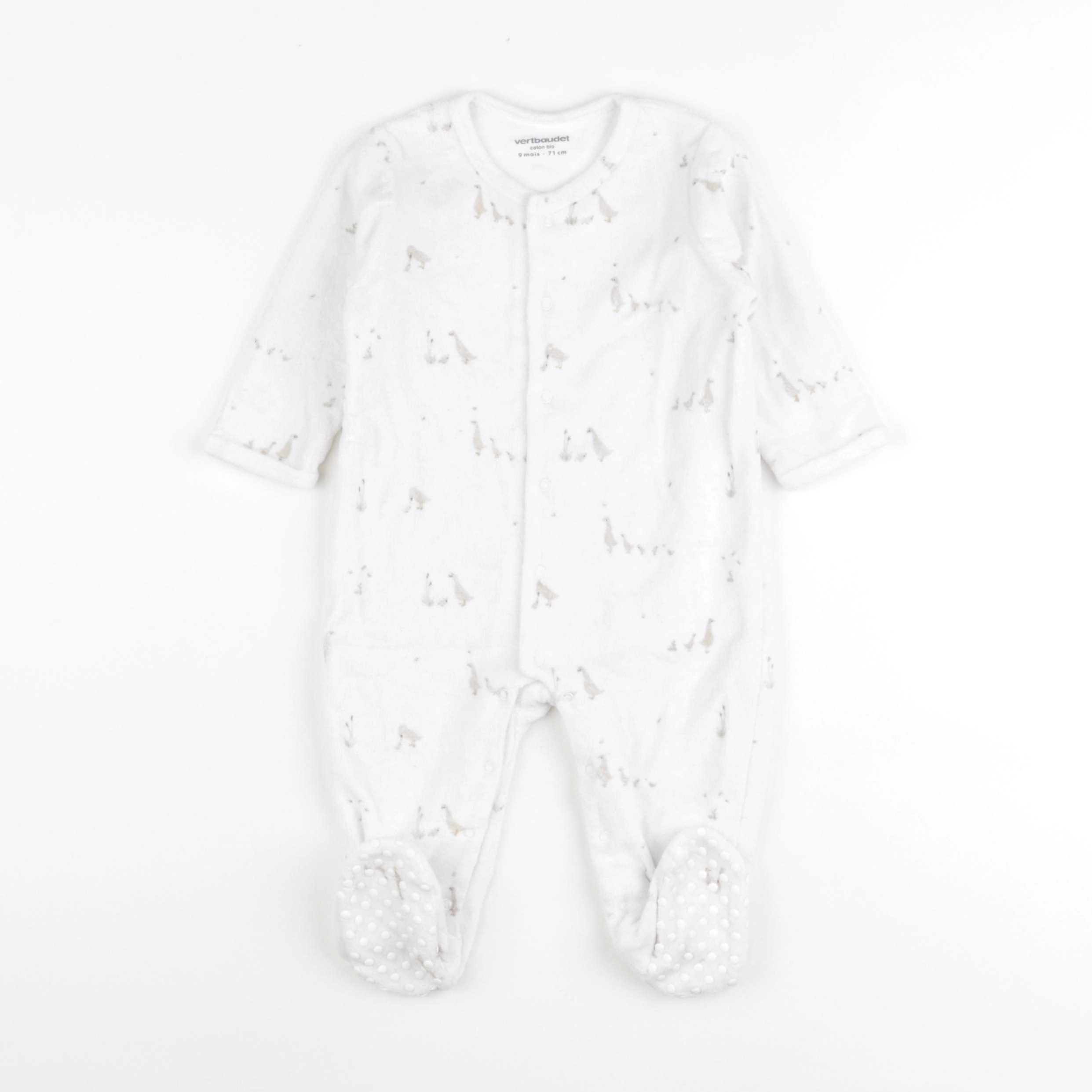 Vertbaudet - pyjama velours blanc - 9 mois