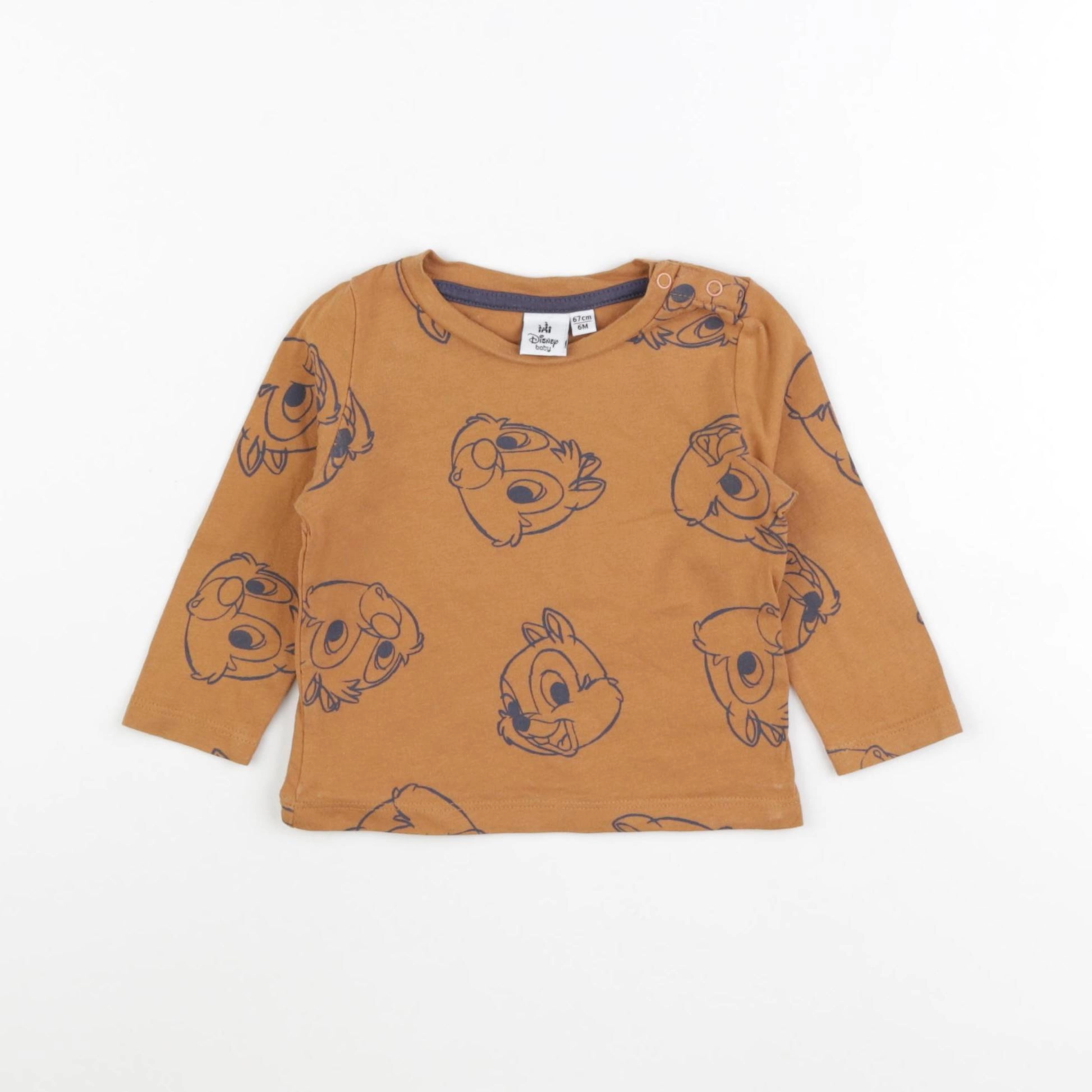 Vertbaudet - tee-shirt marron - 6 mois