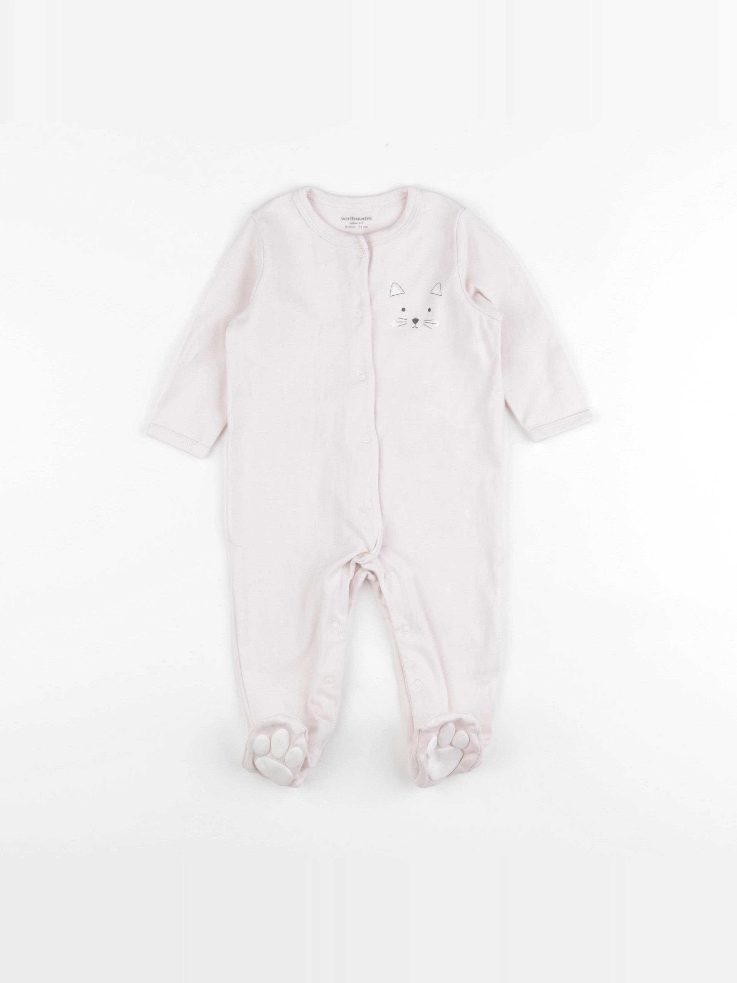 Vertbaudet - pyjama coton rose - 9 mois
