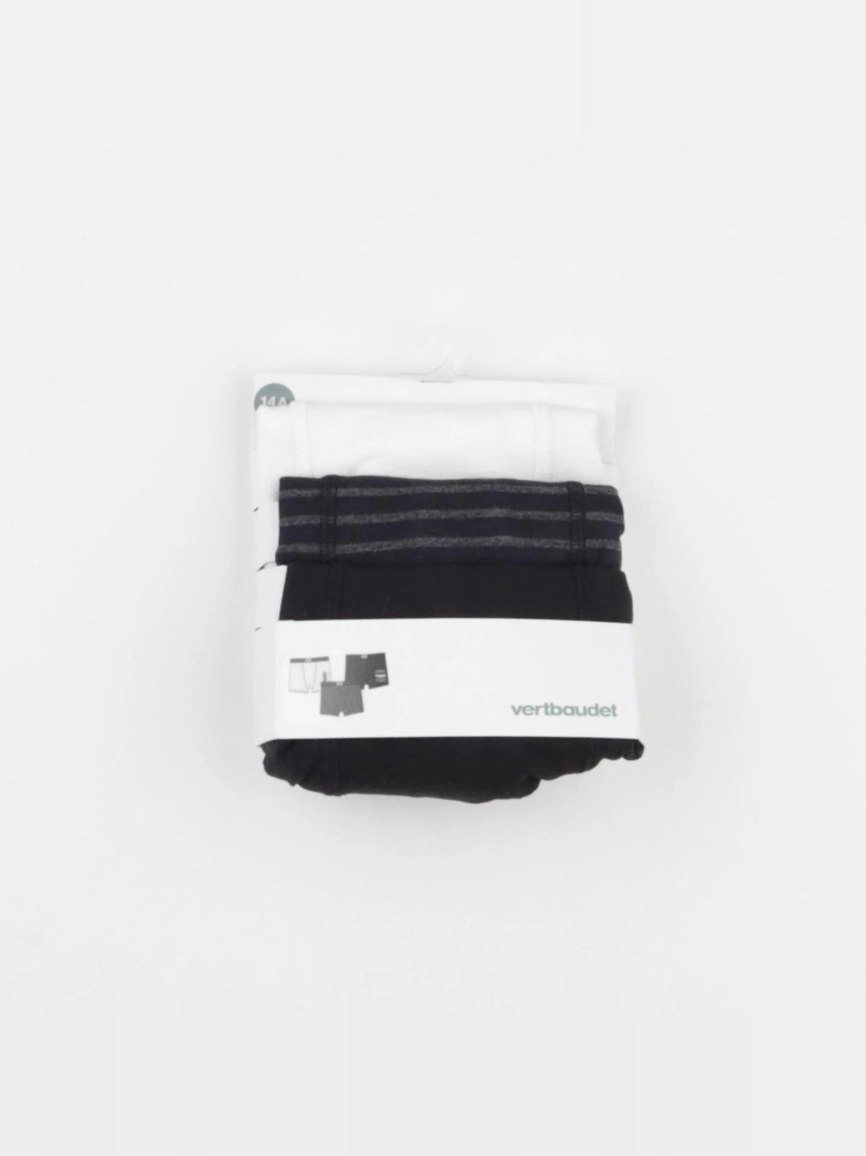 Vertbaudet - lot de 3 boxers noir, blanc - 14 ans