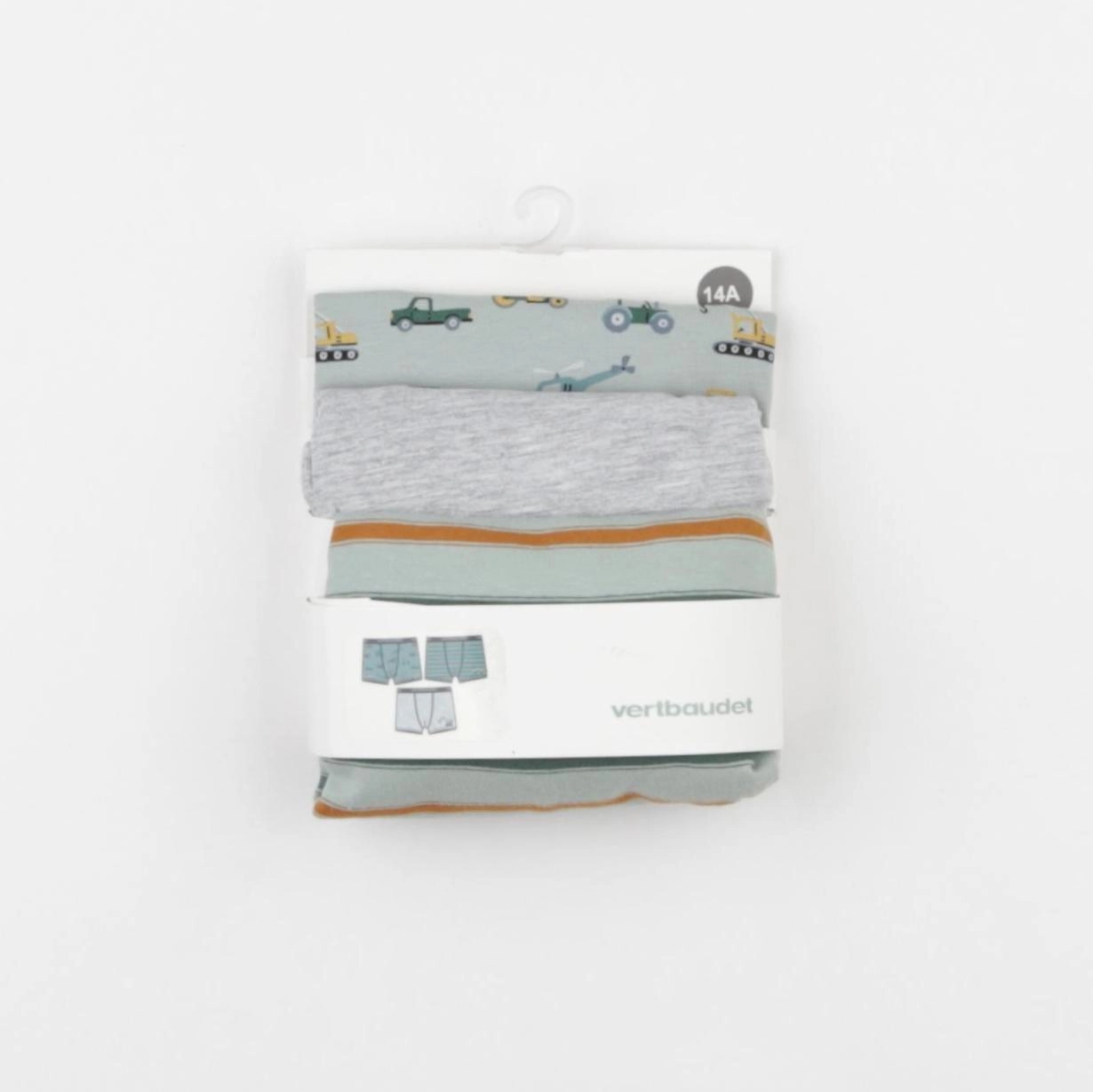 Vertbaudet - lot de 3 boxers vert, gris - 14 ans