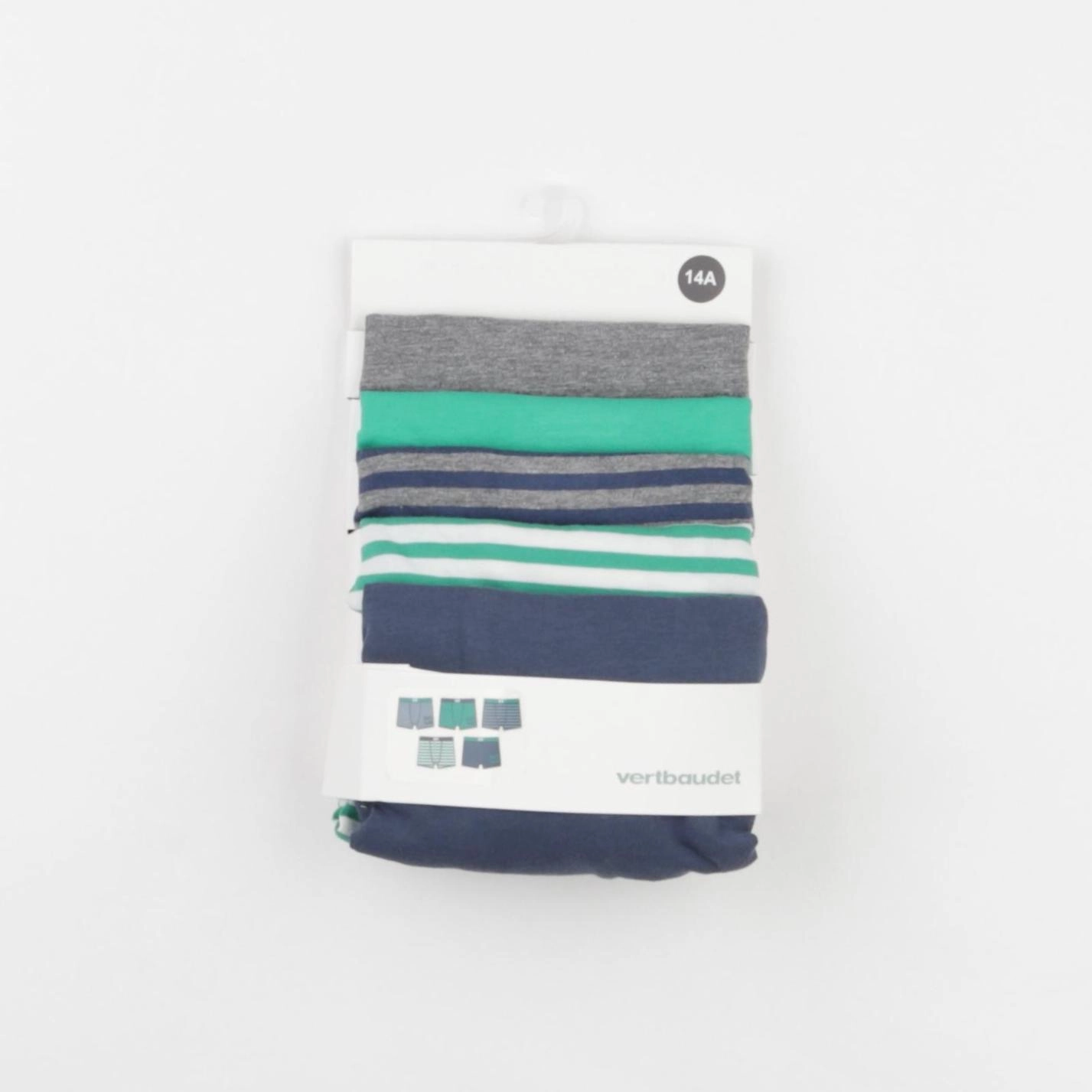 Vertbaudet - lot de 5 boxers bleu, vert - 14 ans