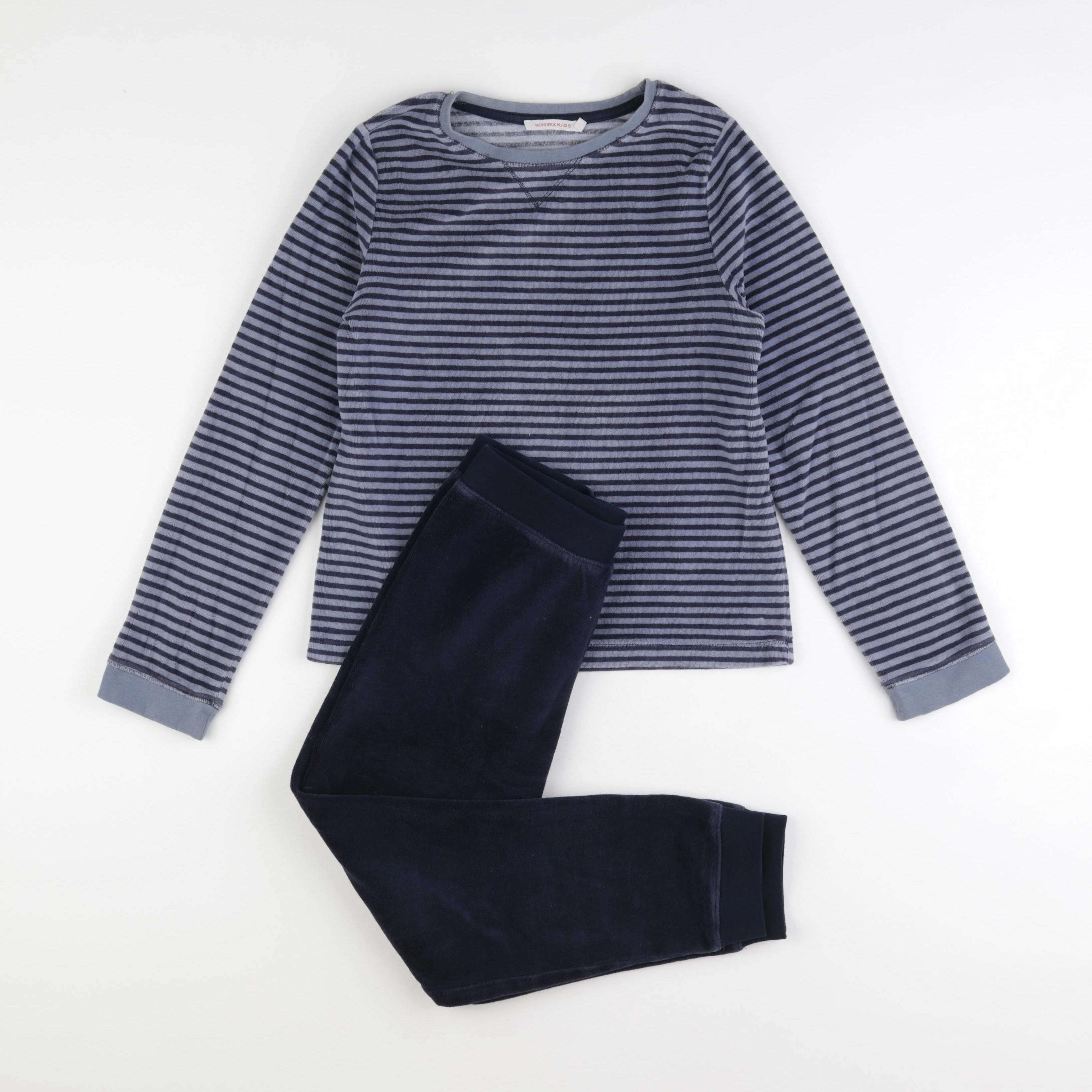 Monoprix - pyjama velours bleu - 8 ans
