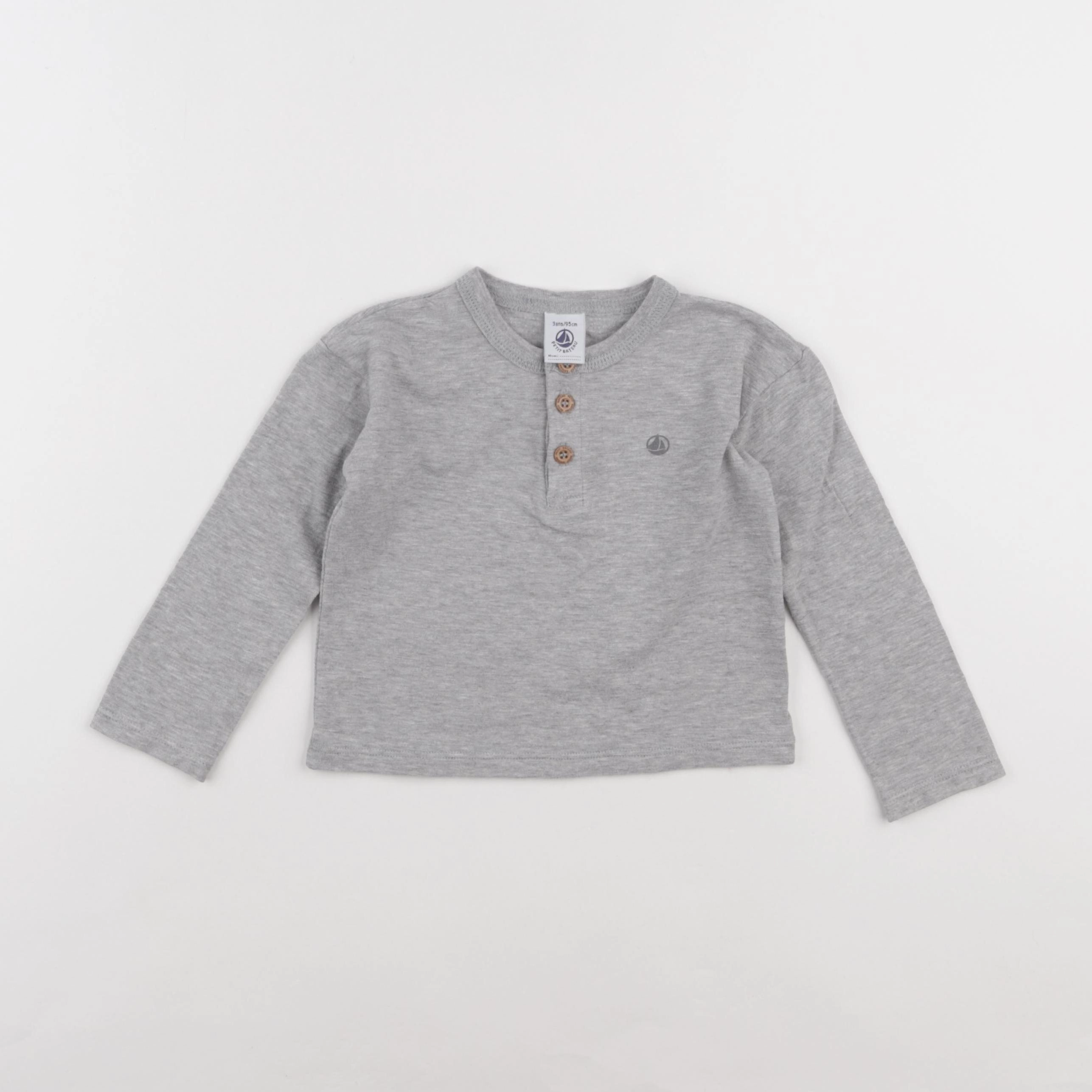 Petit Bateau - tee-shirt gris - 3 ans