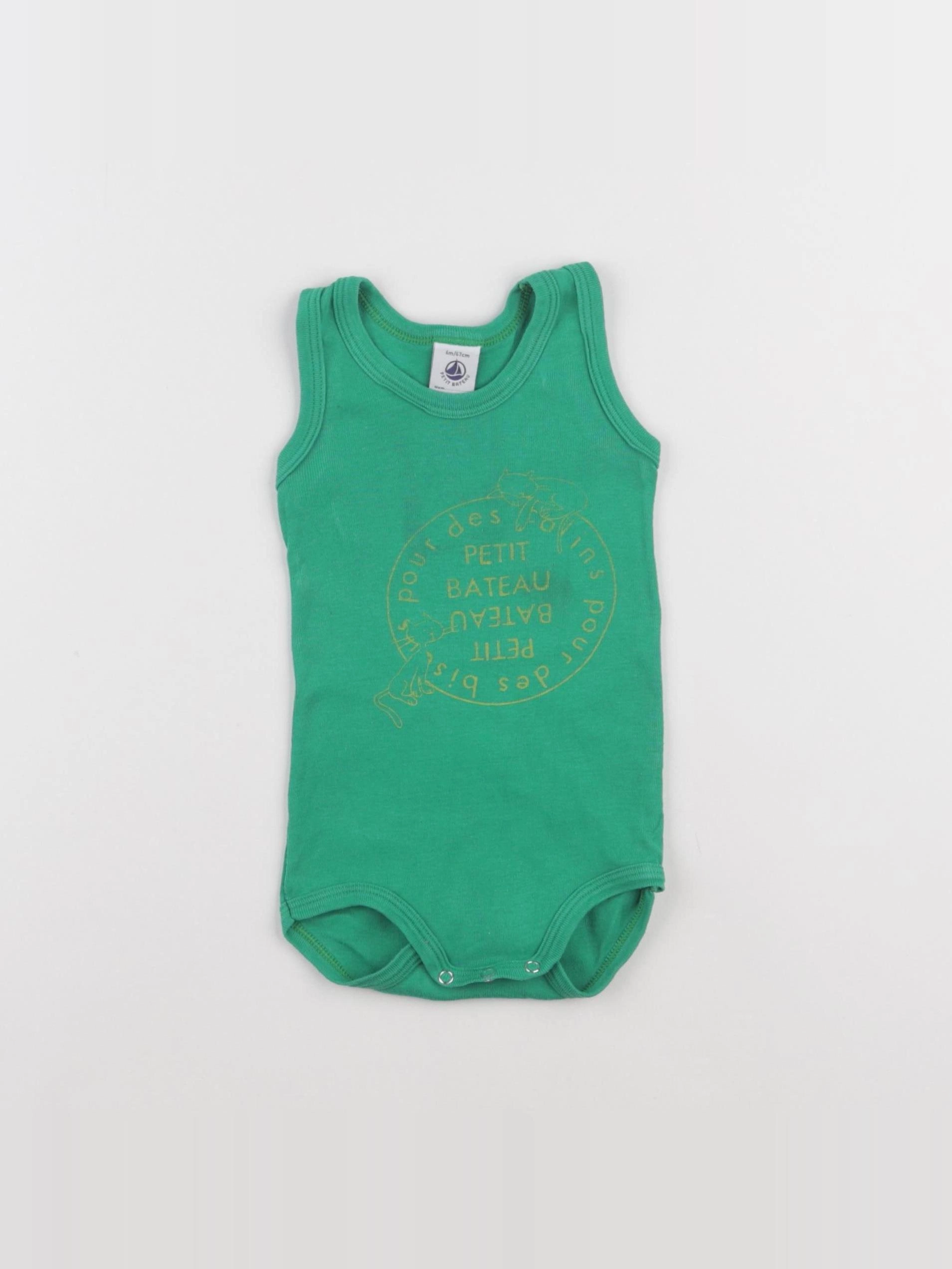 Petit Bateau - body vert - 6 mois