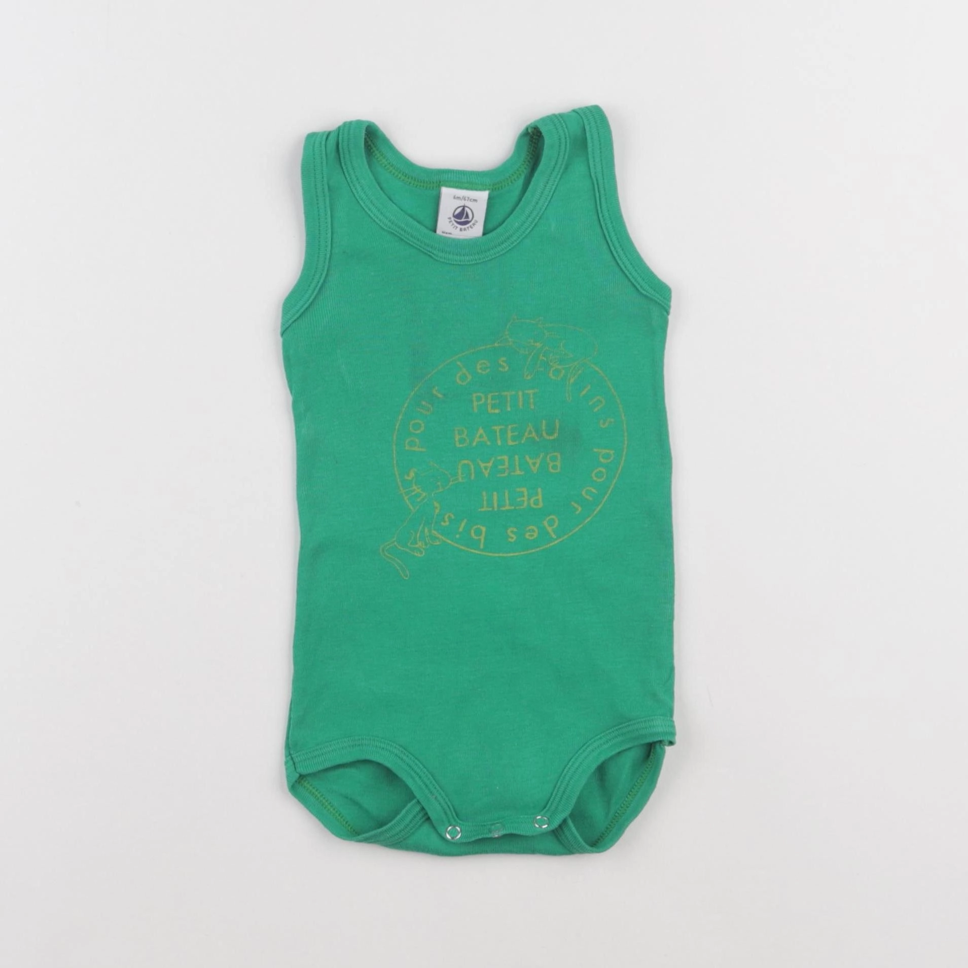 Petit Bateau - body vert - 6 mois