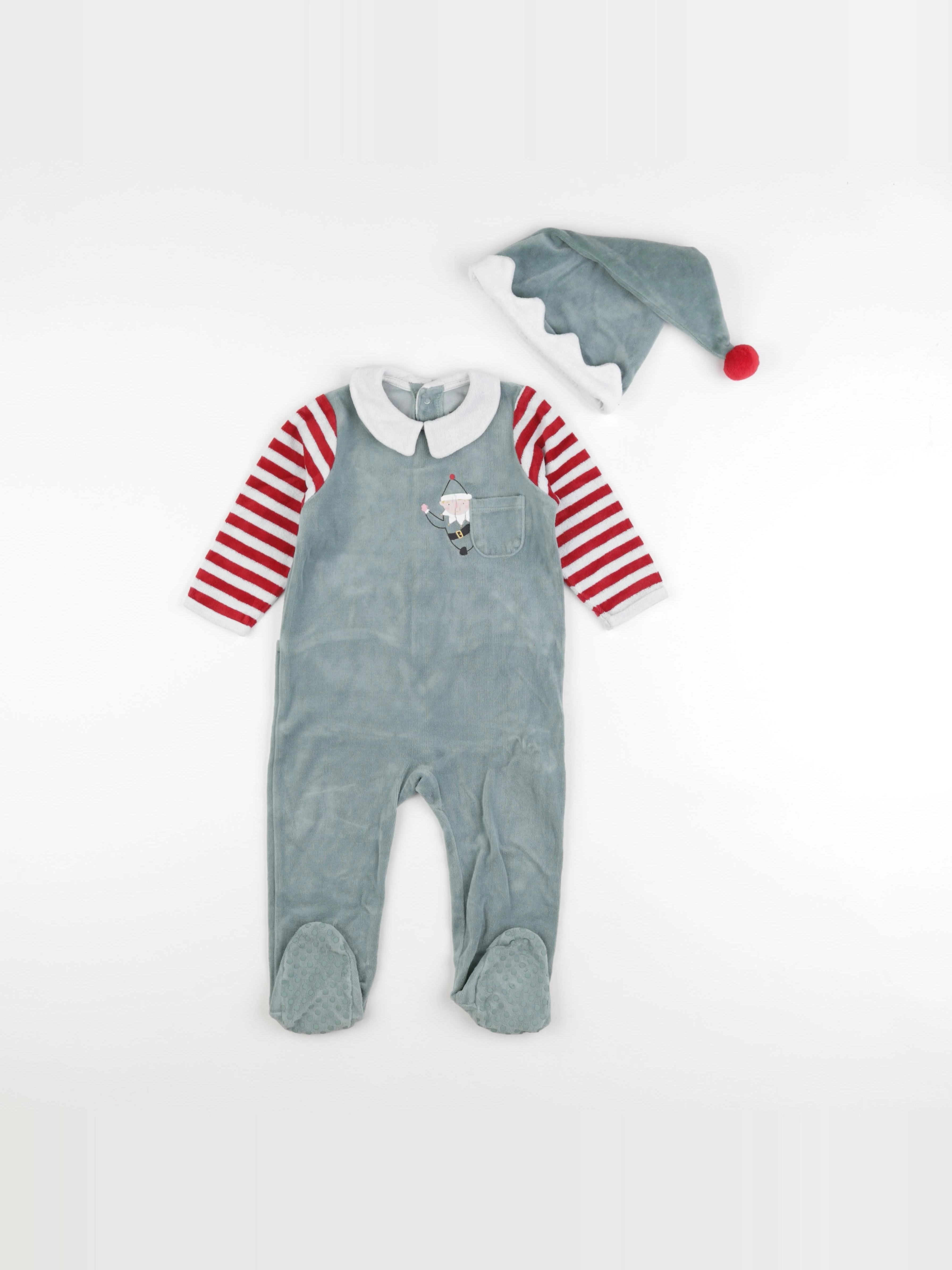 Vertbaudet - pyjama velours vert - 18 mois