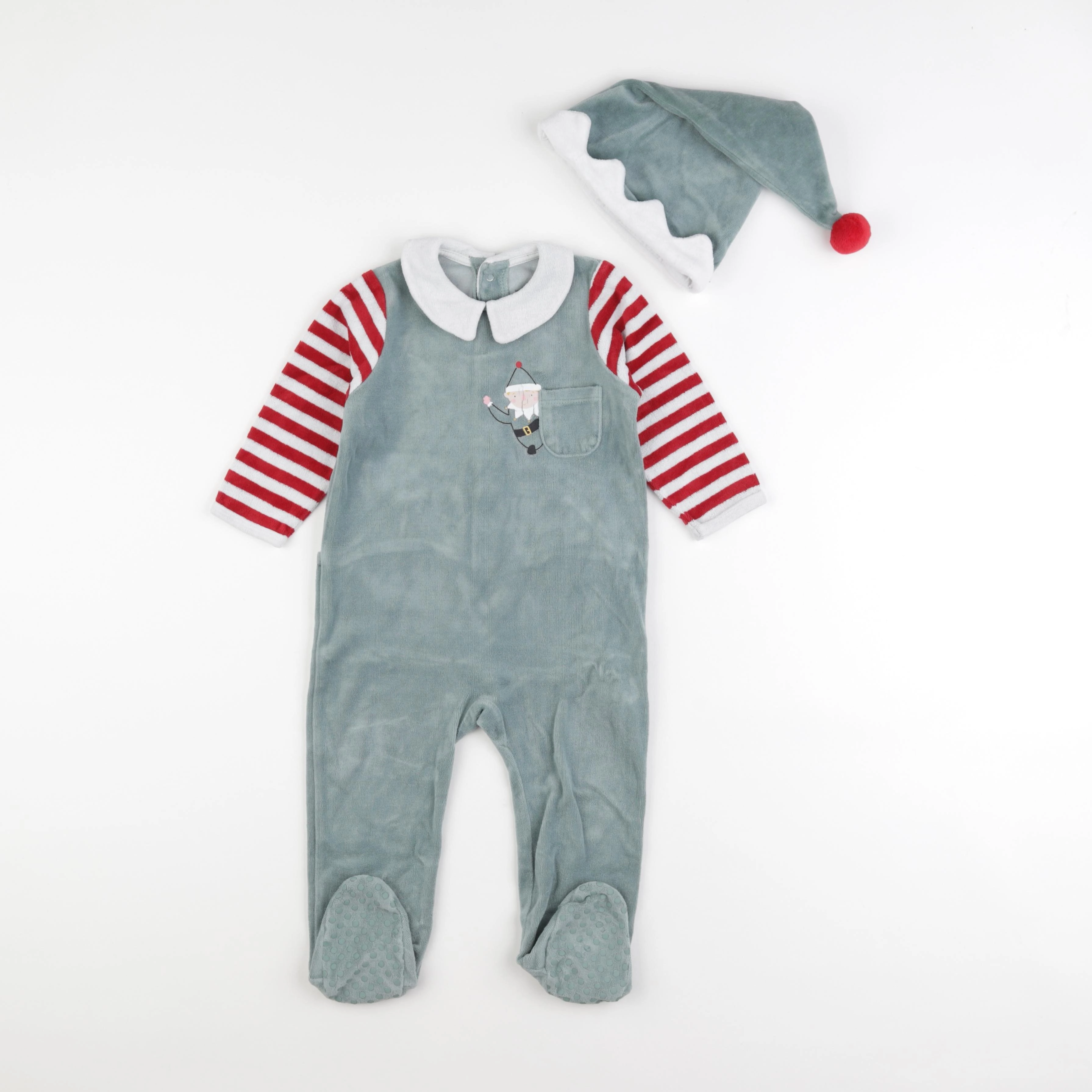 Vertbaudet - pyjama velours vert - 18 mois