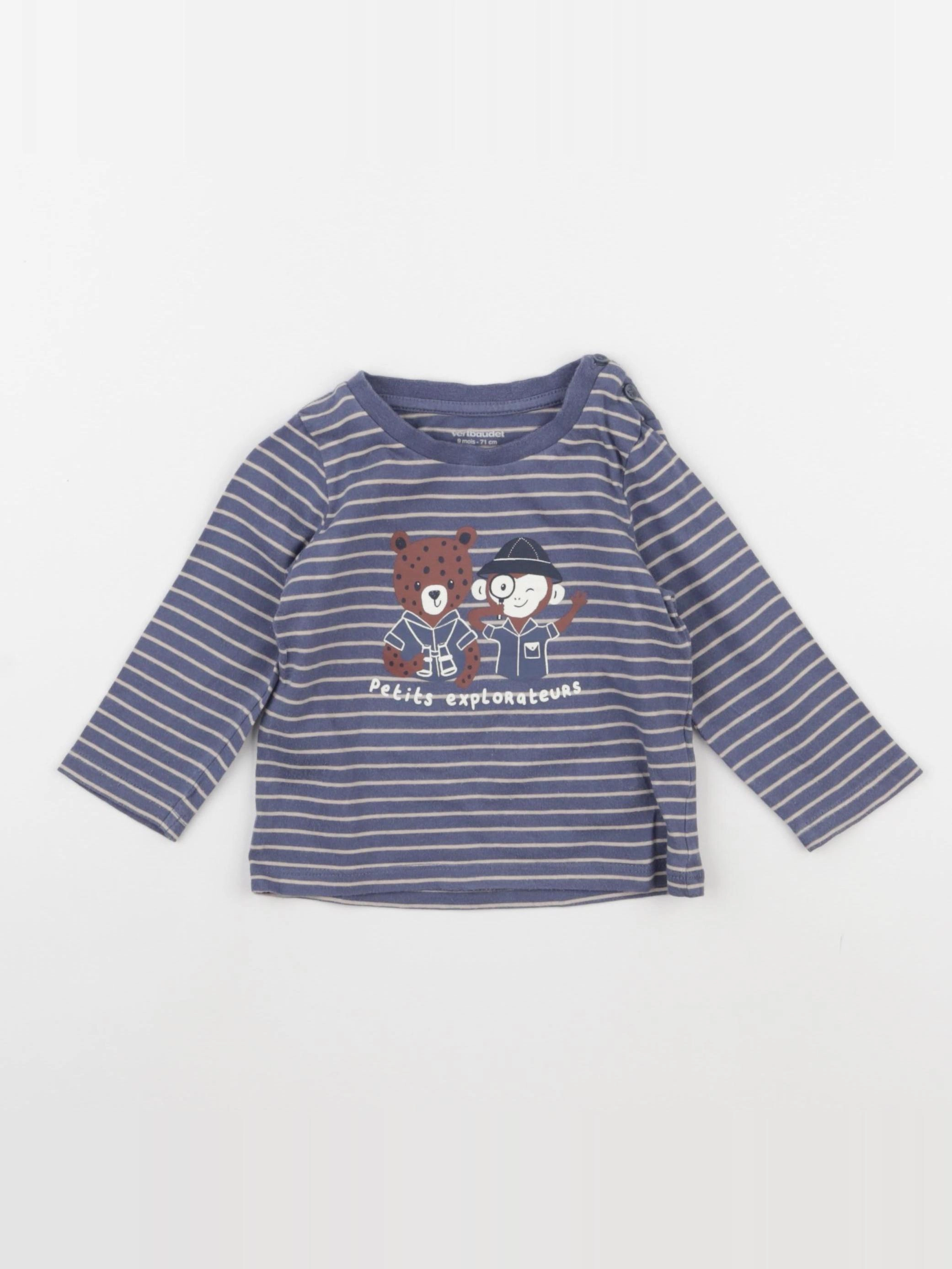 Vertbaudet - tee-shirt bleu - 9 mois
