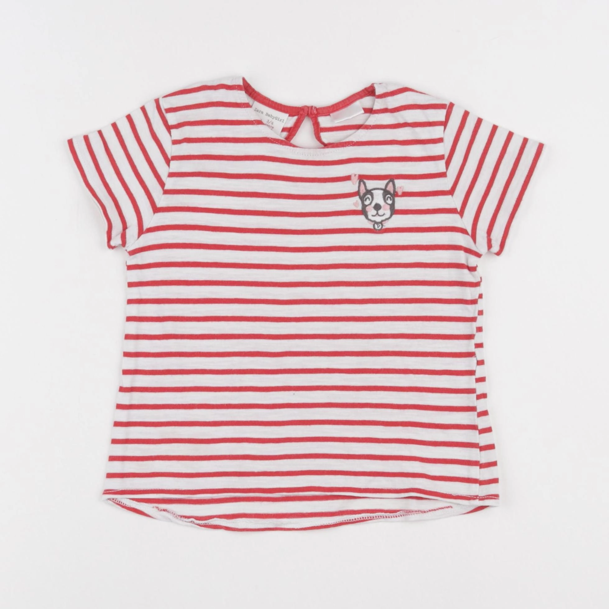 Zara - tee-shirt blanc, rouge - 3/4 ans