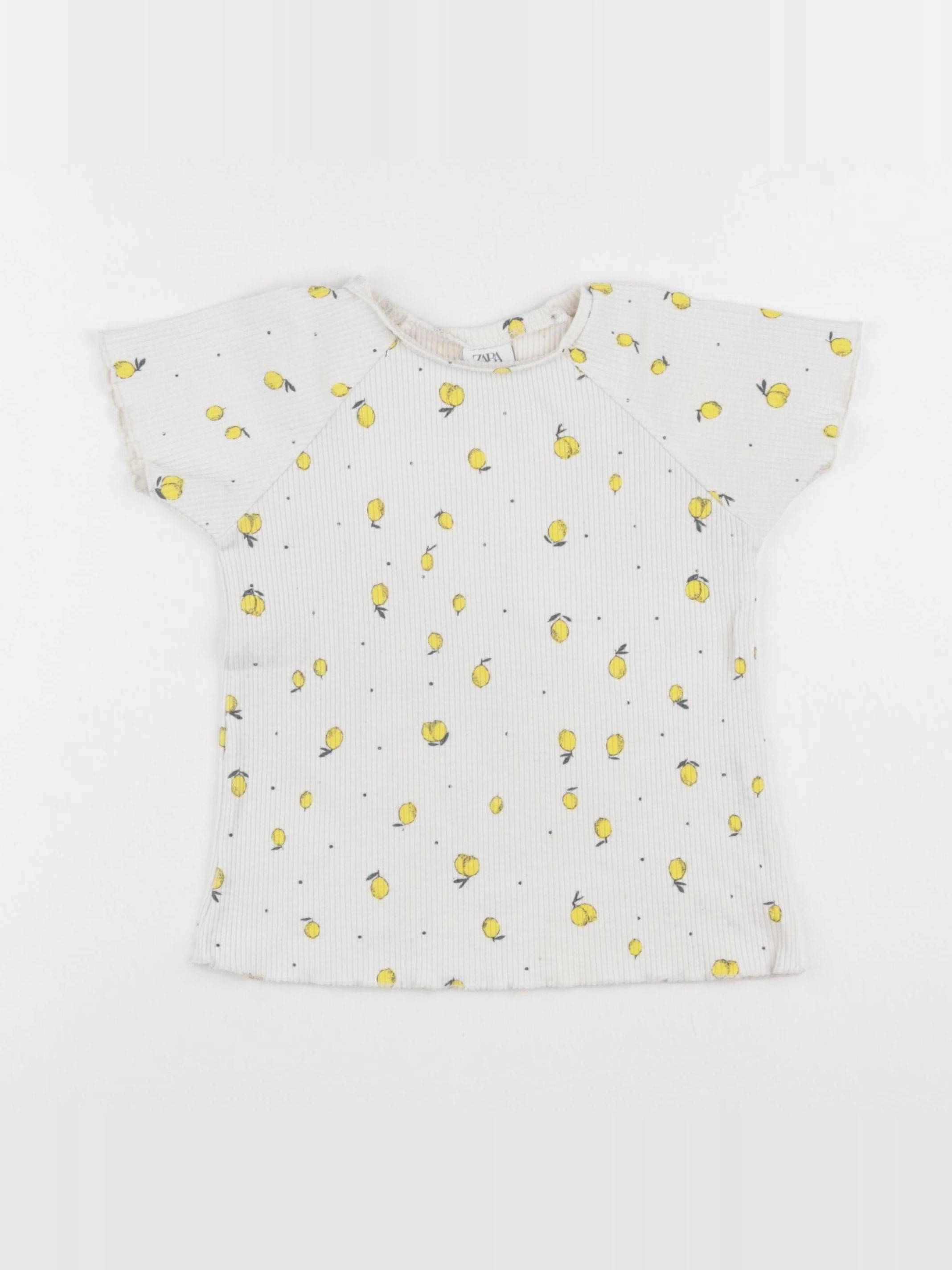 Zara - tee-shirt blanc, jaune - 4/5 ans