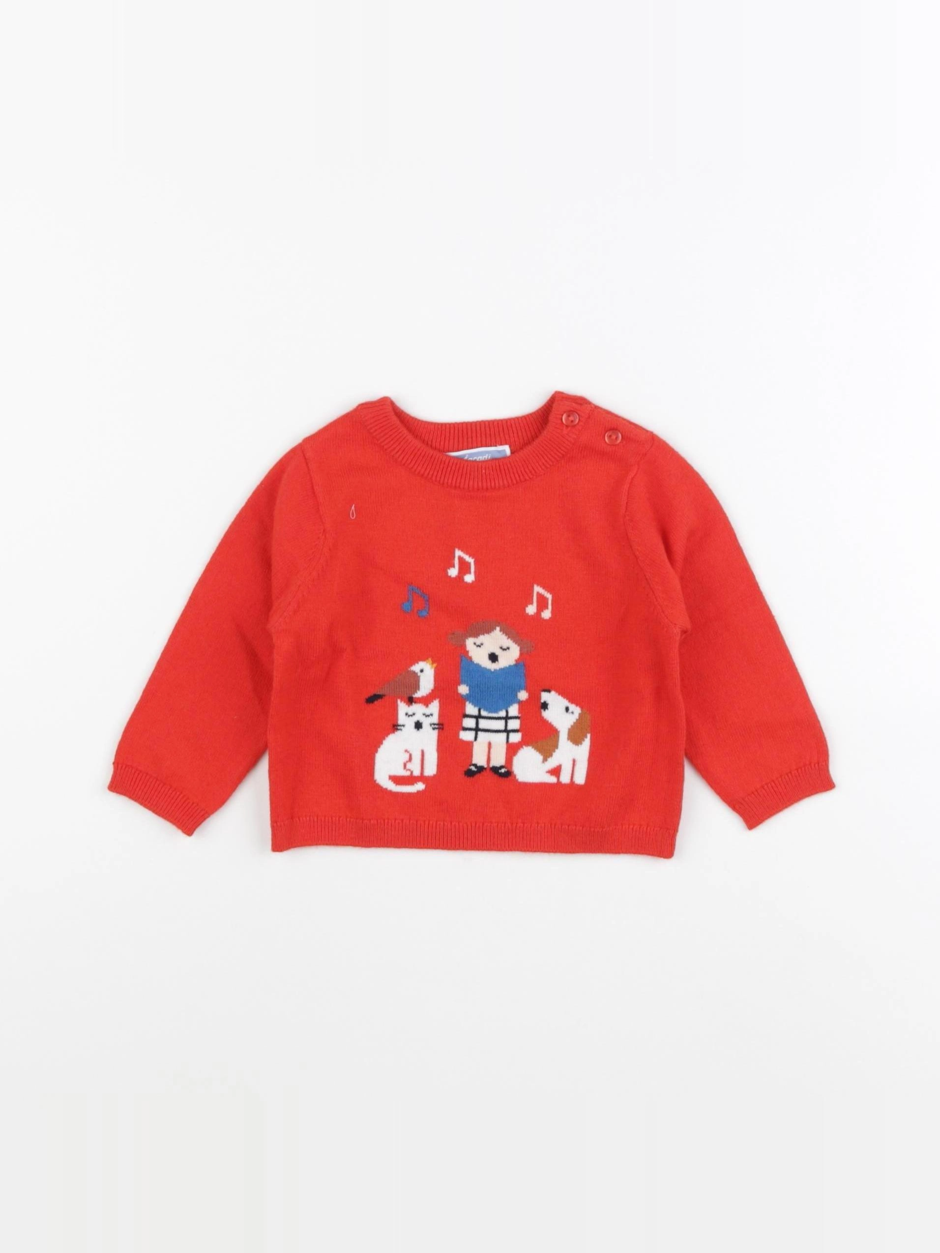 Jacadi - pull rouge - 6 mois