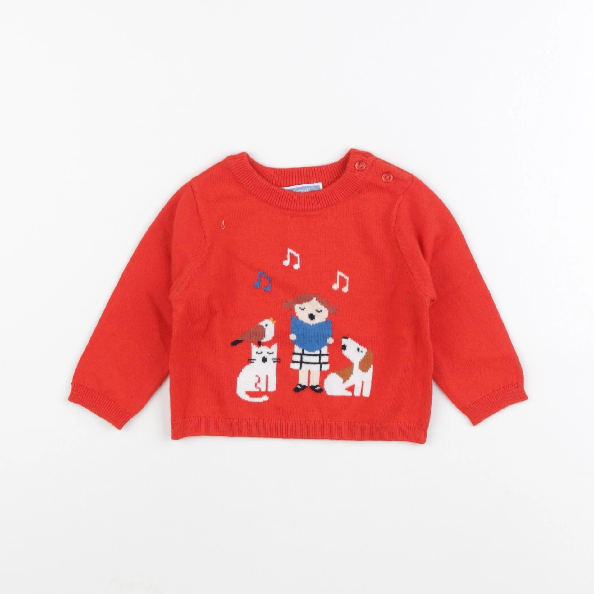 Jacadi - pull rouge - 6 mois